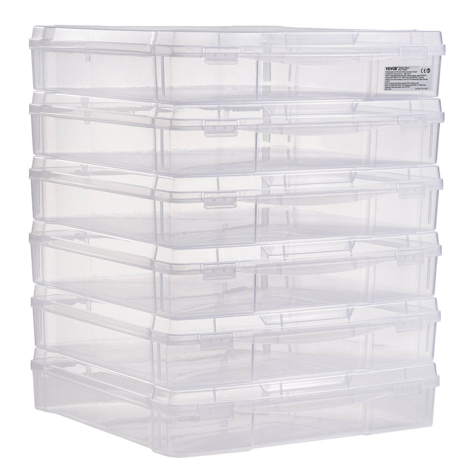 Scrapbook Paper Storage 6 Pack Stackable Plastic Board Game Boxes Clear Case 10