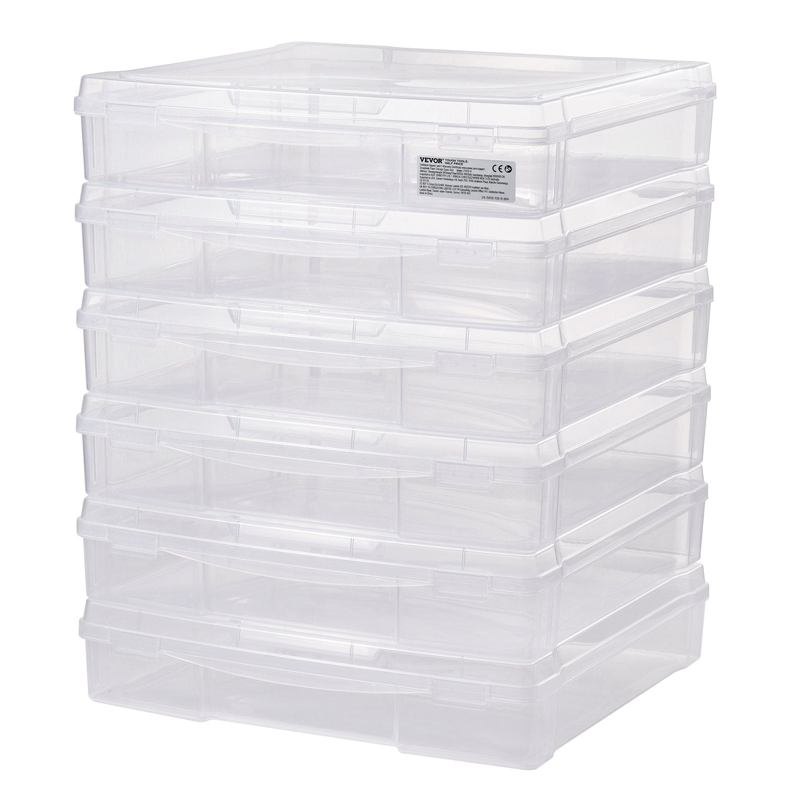 Scrapbook Paper Storage 6 Pack Stackable Plastic Board Game Boxes Clear Case 11
