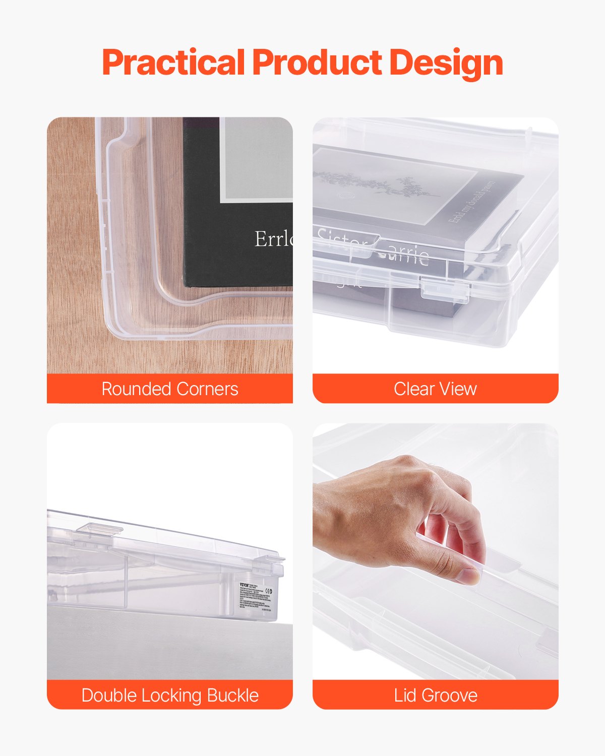 Scrapbook Paper Storage 4 Pack Stackable Plastic Board Game Boxes Clear Case 4