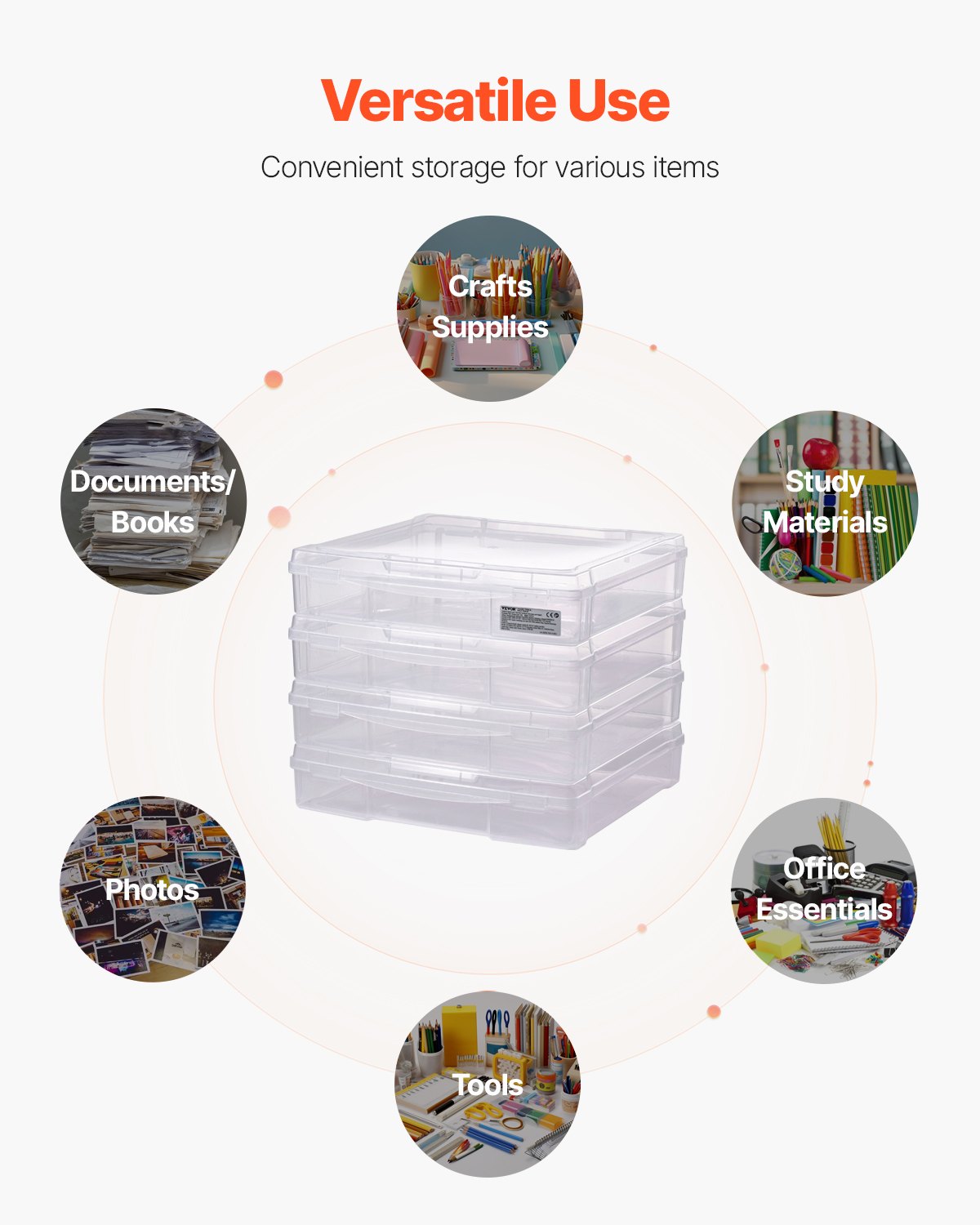 Scrapbook Paper Storage 4 Pack Stackable Plastic Board Game Boxes Clear Case 5