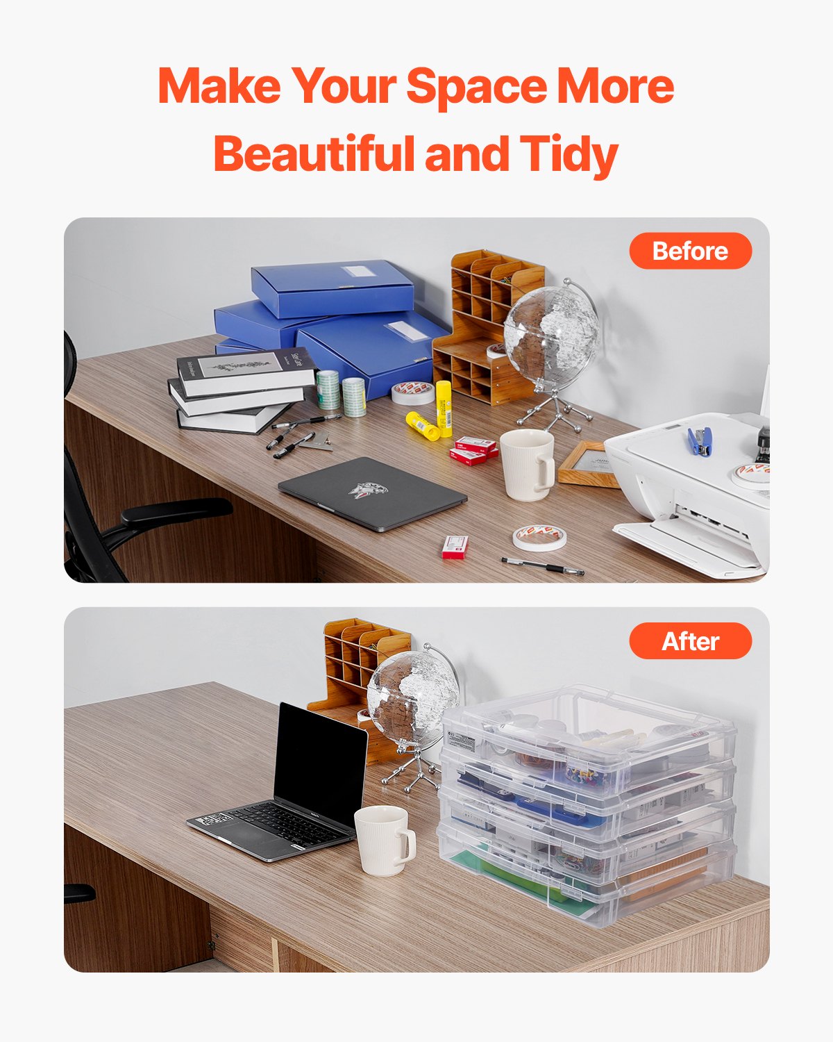 Scrapbook Paper Storage 4 Pack Stackable Plastic Board Game Boxes Clear Case 6