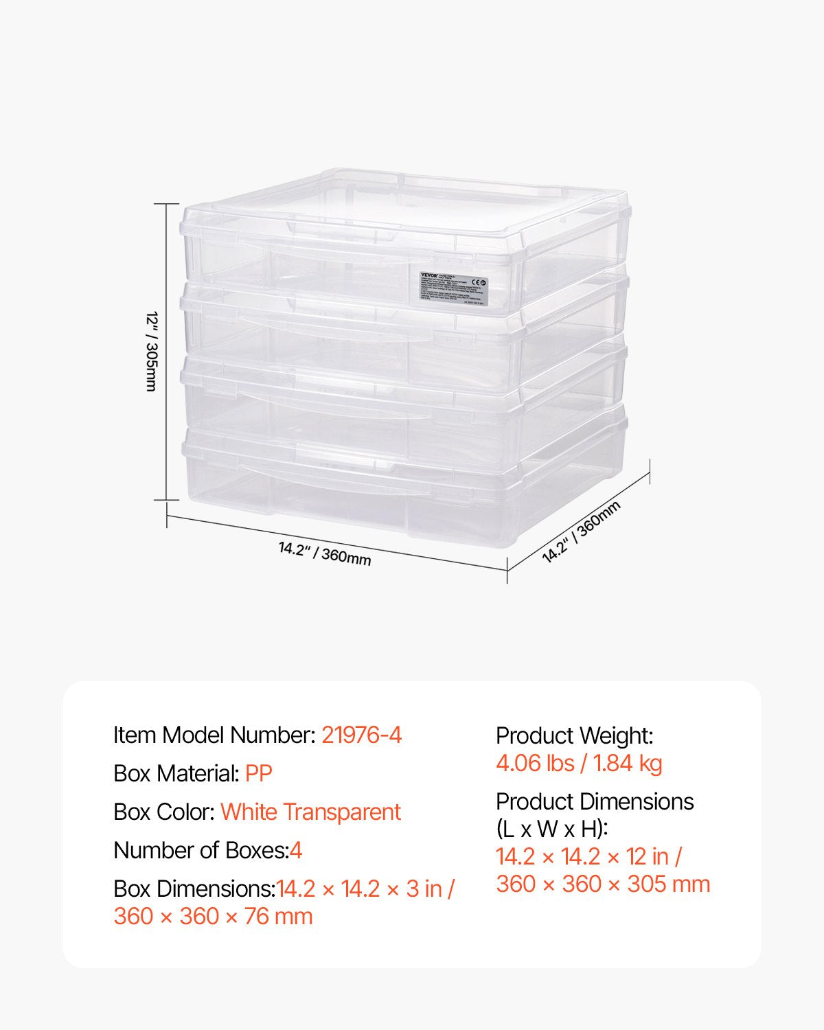 Scrapbook Paper Storage 4 Pack Stackable Plastic Board Game Boxes Clear Case 7