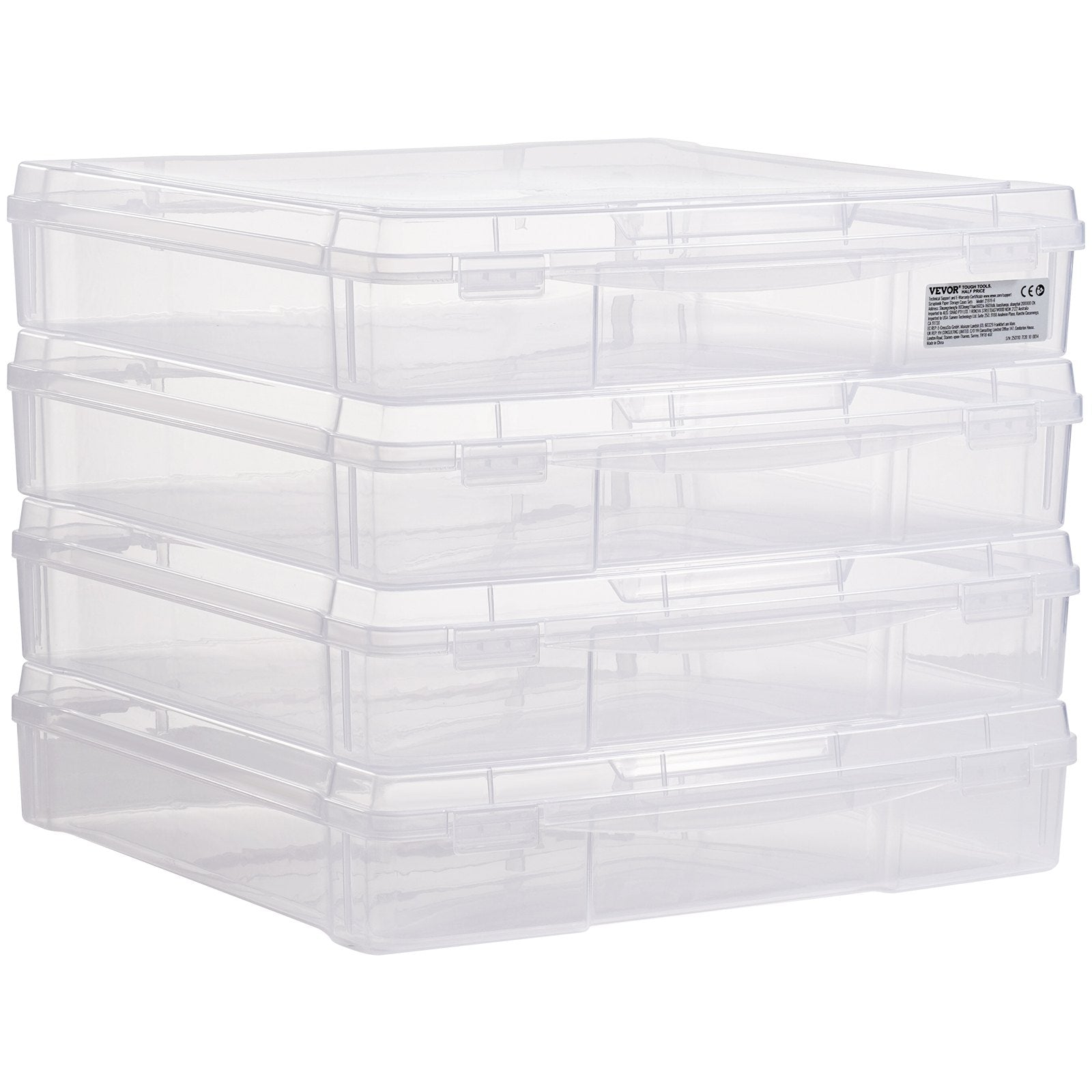 Scrapbook Paper Storage 4 Pack Stackable Plastic Board Game Boxes Clear Case 10