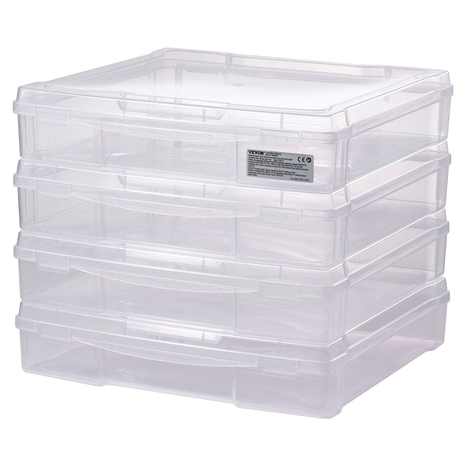 Scrapbook Paper Storage 4 Pack Stackable Plastic Board Game Boxes Clear Case 11