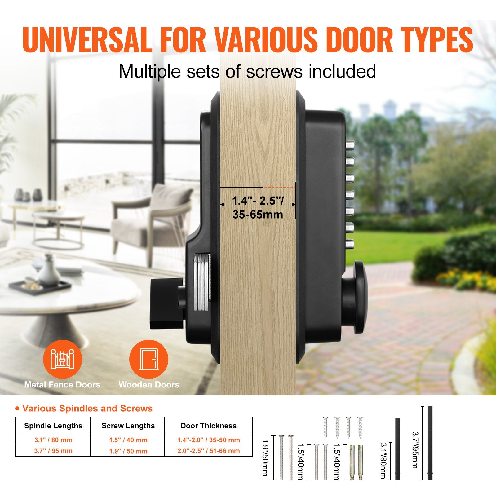 VEVOR Mechanical Keyless Entry Door Lock, 14 Digit Keypad, Water-proof Zinc Alloy, Outdoor Gate Door Locks Set with Surface-mounted Latch, Keypad and Knob, Easy to Install, for Garden, Garage, Yard 3
