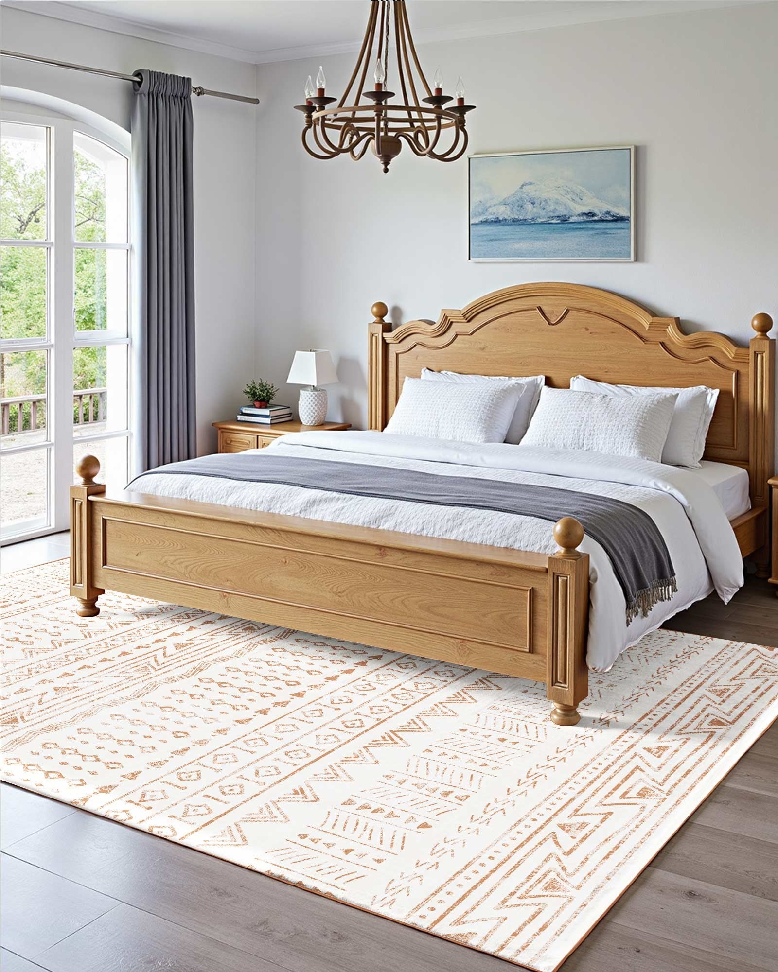 VEVOR Area Rug, 1524x2133.6mm Large Washable Rug, Non-Slip Tear-Resistant Soft Carpet, Pet & Child Friendly Modern Area Rugs, Indoor Mat for Bedroom, Office, Living Room, Kids Room, Entryway, Beige 4