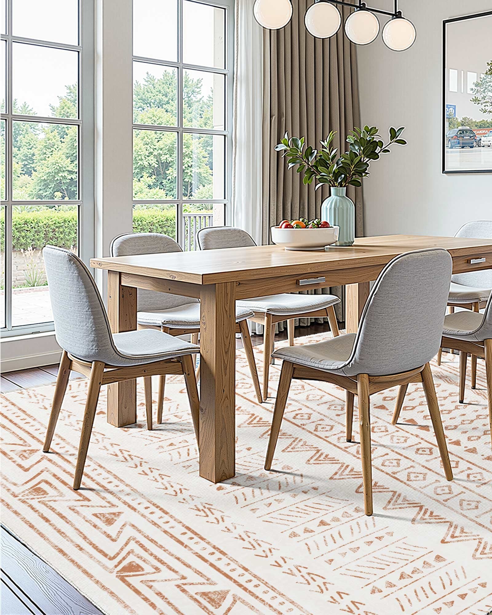 VEVOR Area Rug, 1524x2133.6mm Large Washable Rug, Non-Slip Tear-Resistant Soft Carpet, Pet & Child Friendly Modern Area Rugs, Indoor Mat for Bedroom, Office, Living Room, Kids Room, Entryway, Beige 5