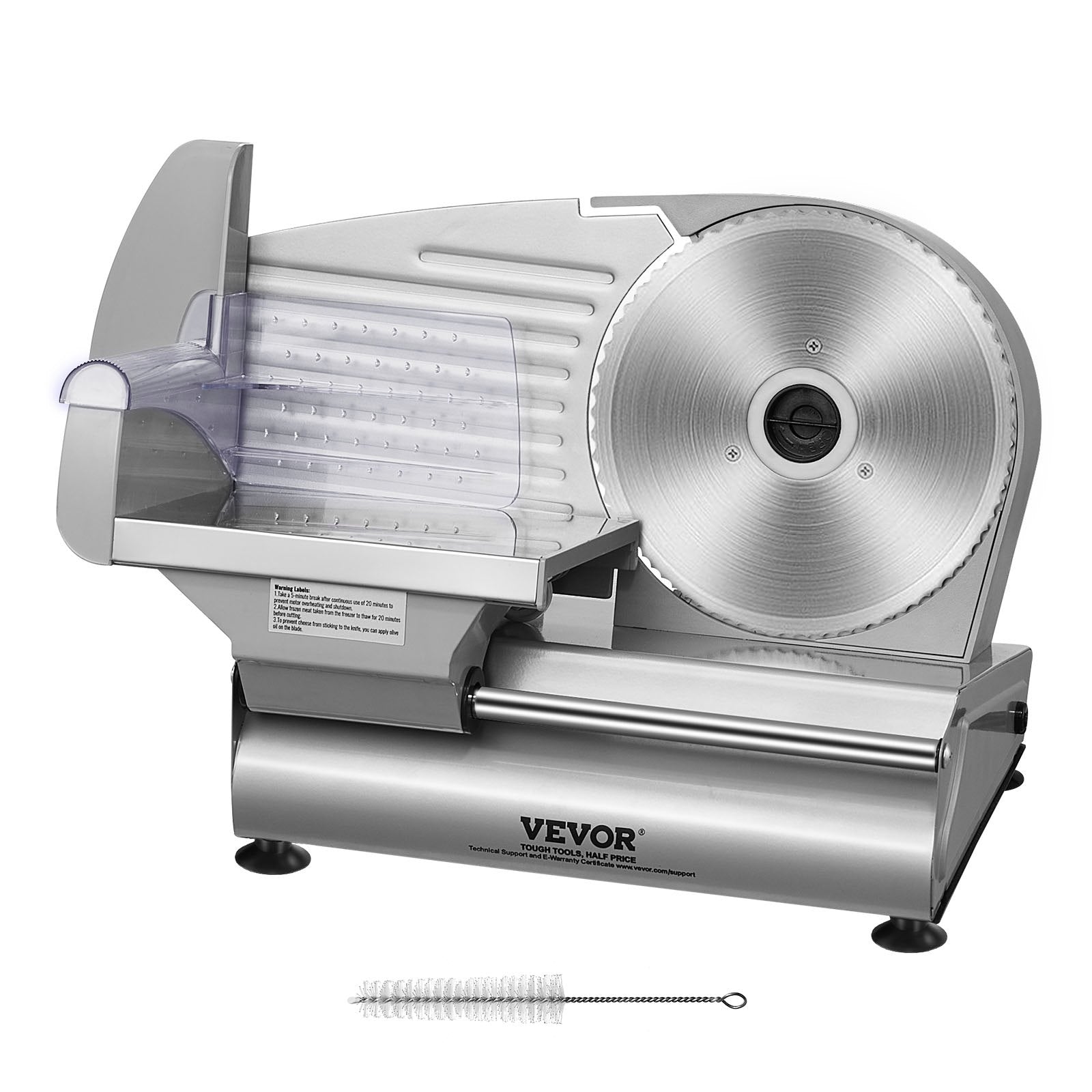 VEVOR Meat Slicer, 180W Electric Deli Food Slicer with 7.5" SUS420 Stainless Steel Blade and Blade Guard, 0 - 0.6 inch Adjustable Thickness for Home Use, Easy to Clean, Cut Meat, Bread, Ham and Cheese 8