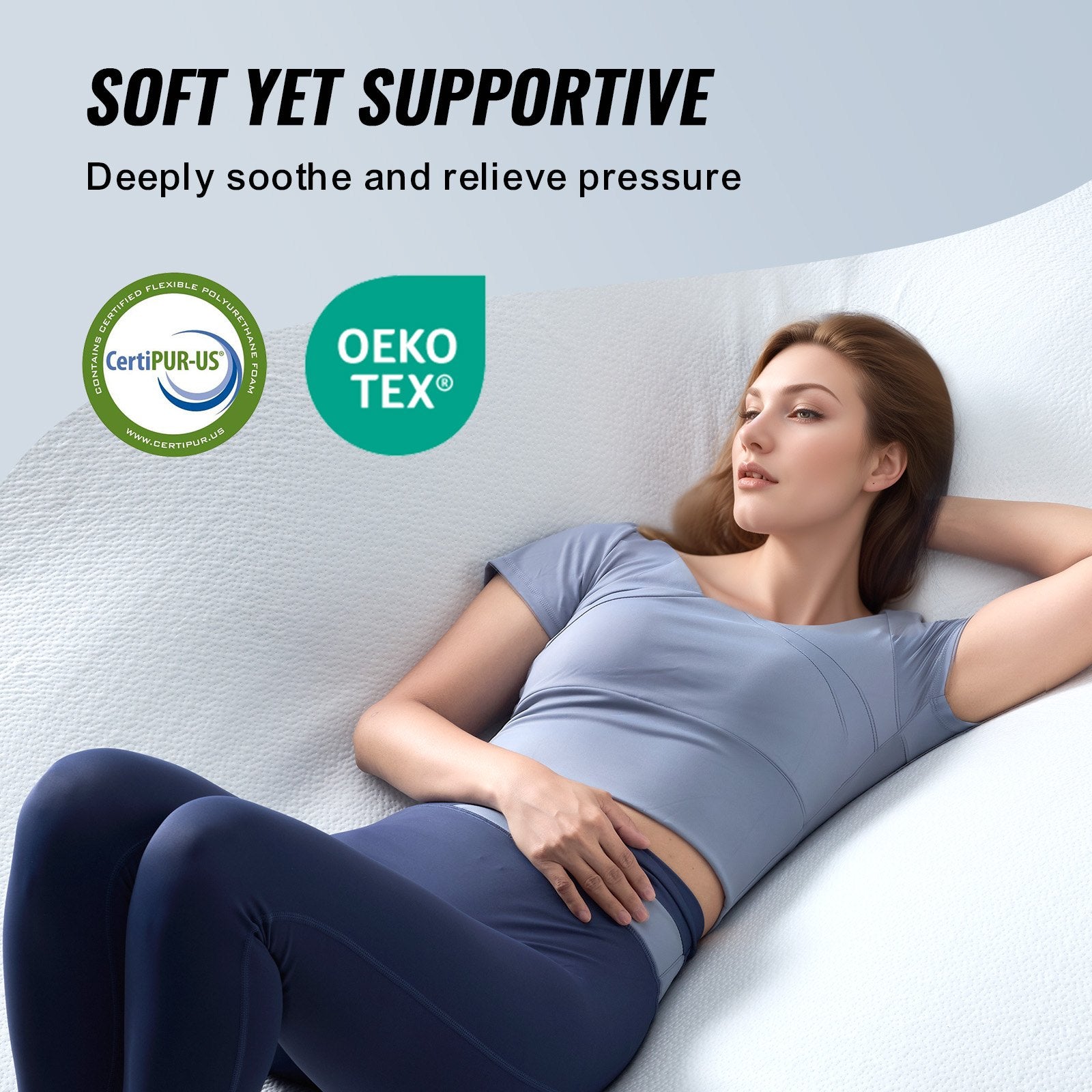 VEVOR Mattress Topper Memory Foam Detachable & Washable Queen 76.2 mm Thickness 4