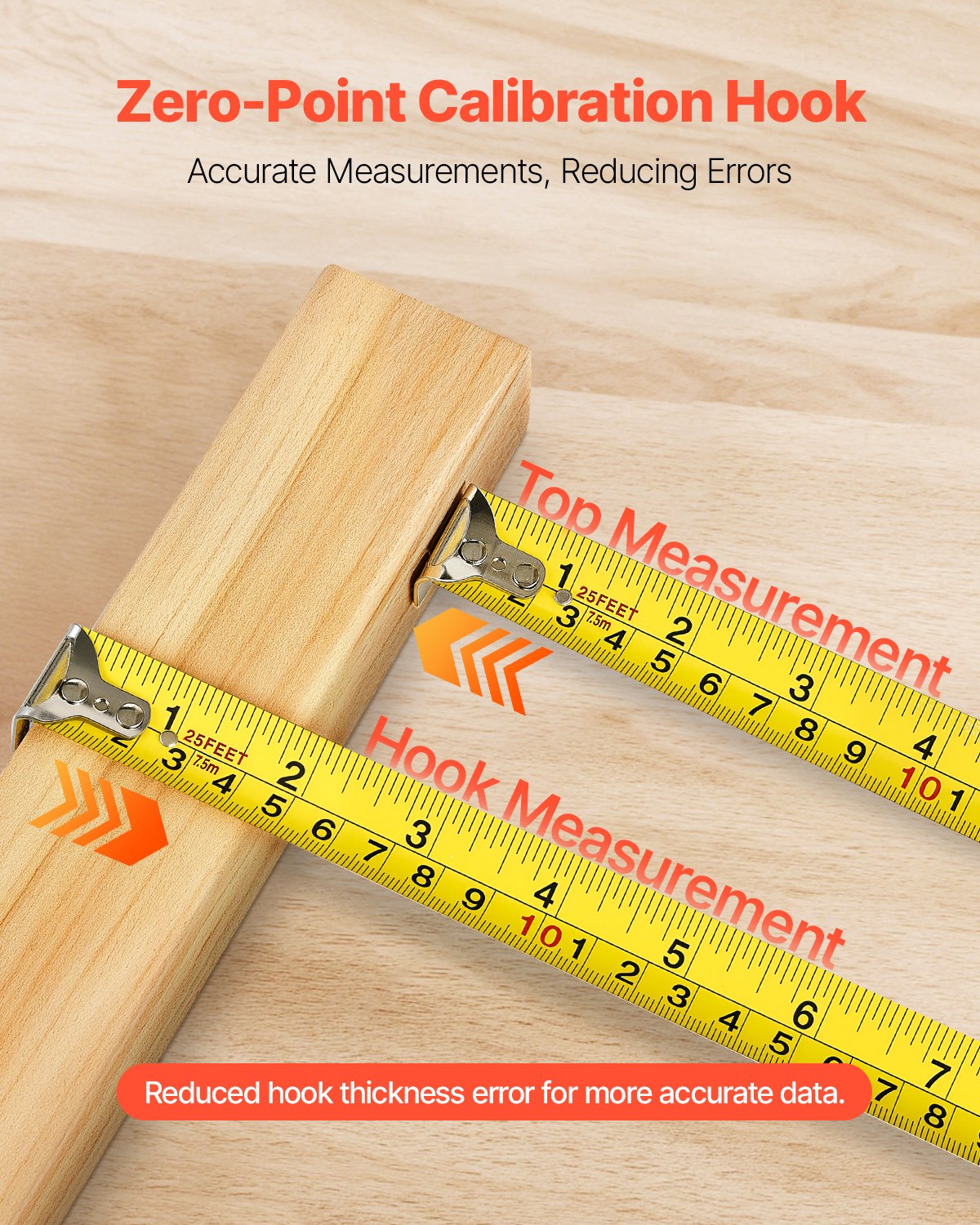 VEVOR Tape Measure 7620mm Retractable Imperial Metric for Decoration 6