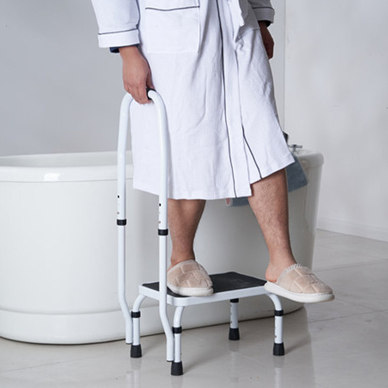 VEVOR Step Stool 1-Step 150KG Capacity, 3 Adjustable Height with Handle Steel Step Ladder, Portable Toddler Step Stools for Adults, Non-Slip Sturdy Step Ladders for Office, RVs, Pets 8