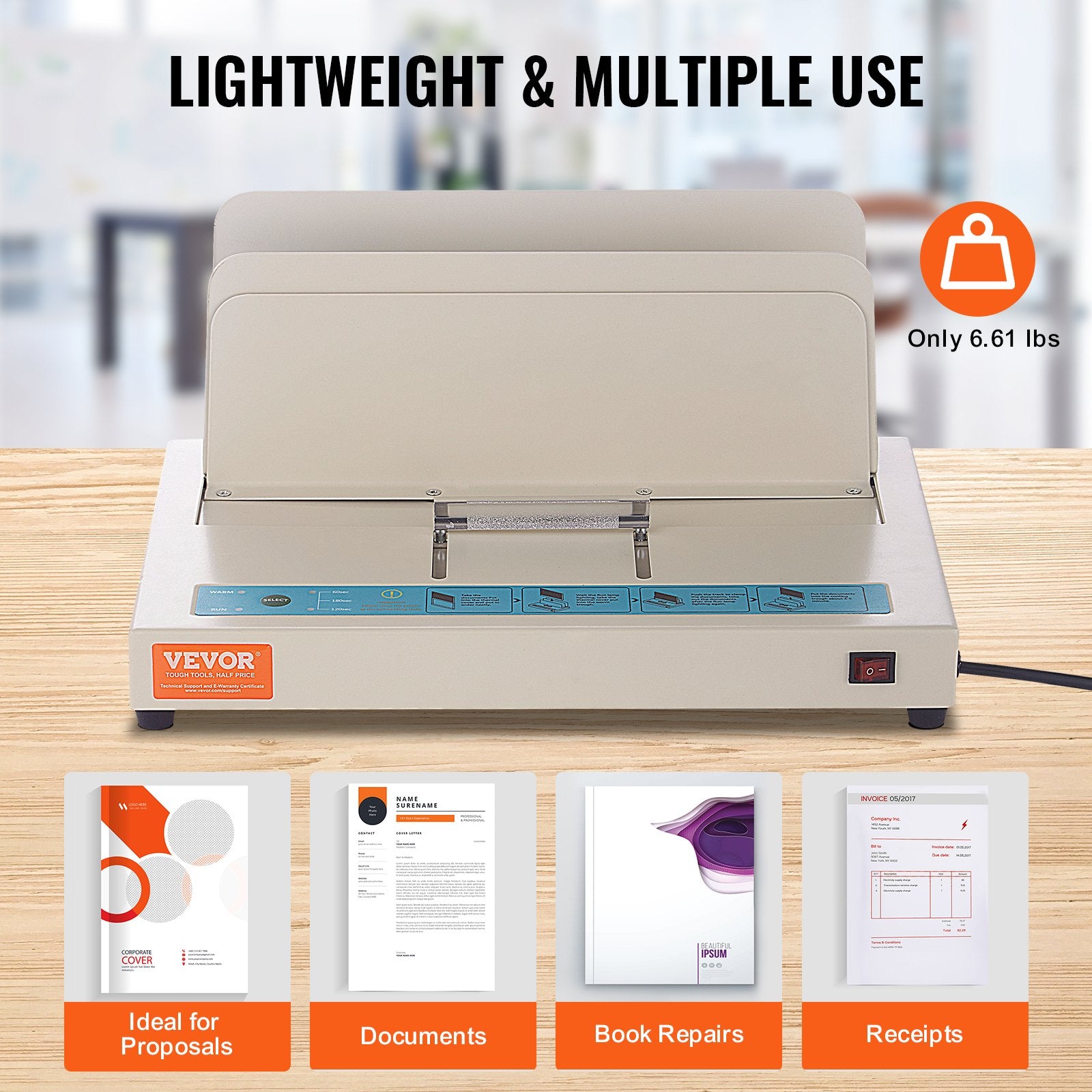 VEVOR Thermal Binding Machine, 500 Sheets Capacity Book Binding Machine, Thermal Book Binder 50mm Binding Thickness A3(Short Edge)/A4/A5 Document, with Infrared Optical Detection 6