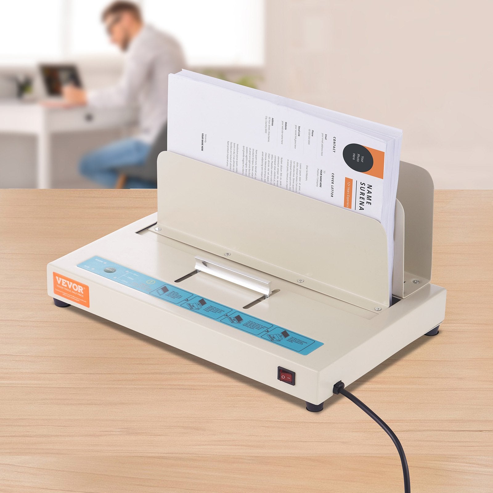 VEVOR Thermal Binding Machine, 500 Sheets Capacity Book Binding Machine, Thermal Book Binder 50mm Binding Thickness A3(Short Edge)/A4/A5 Document, with Infrared Optical Detection 8