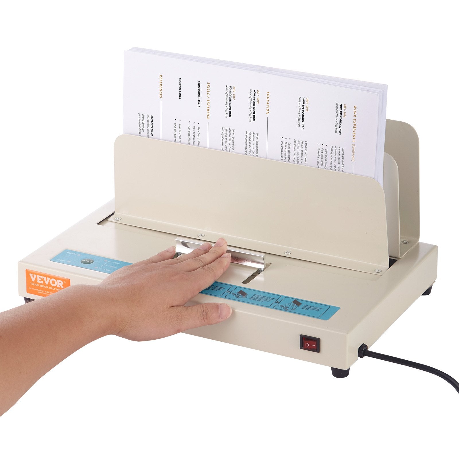 VEVOR Thermal Binding Machine, 500 Sheets Capacity Book Binding Machine, Thermal Book Binder 50mm Binding Thickness A3(Short Edge)/A4/A5 Document, with Infrared Optical Detection 10