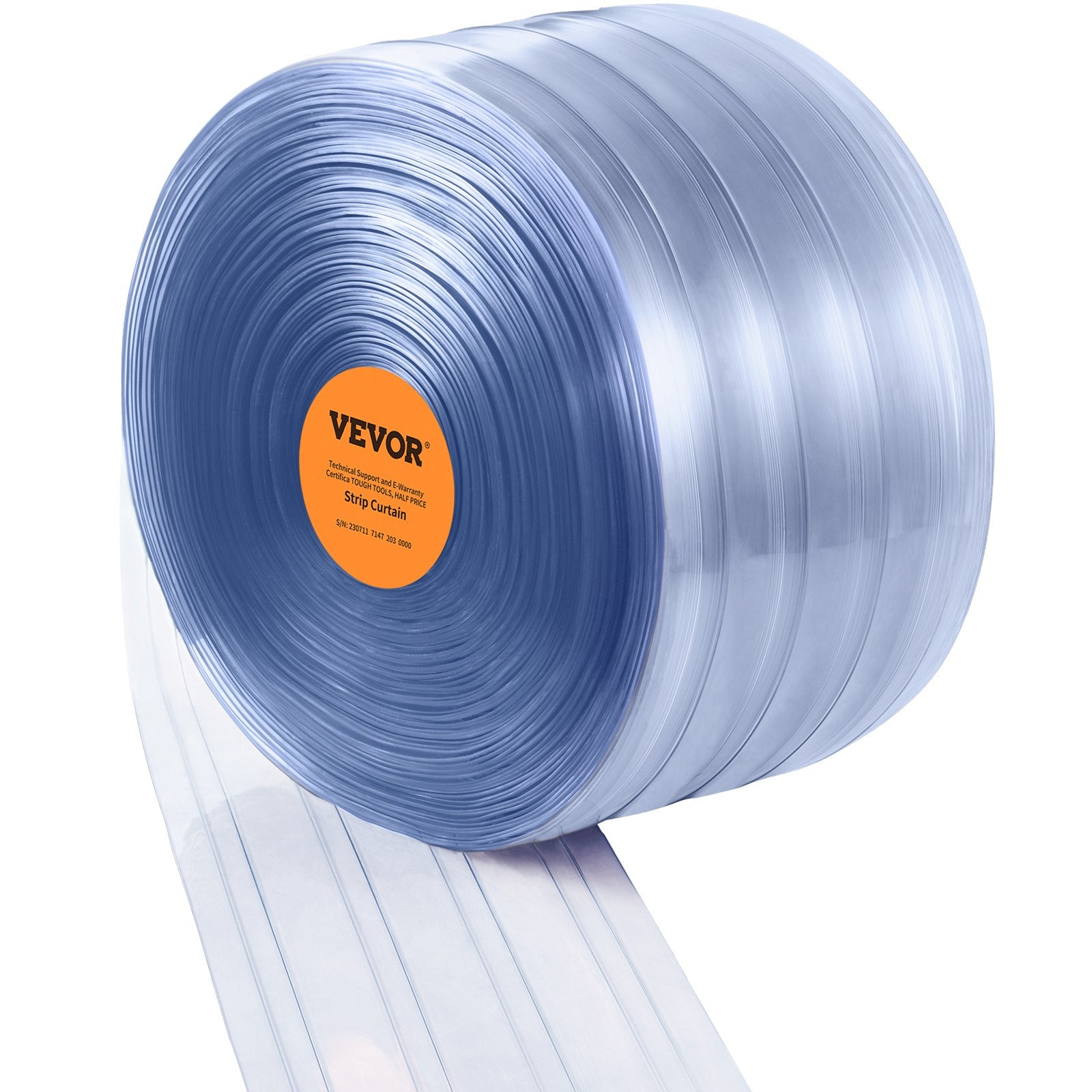 VEVOR Strip Curtain, 3048 cm L x 30.5 cm W x 3 mm Thickness, Clear Ribbed PVC Curtain Strip Door Bulk Roll, Plastic Door Strips for Doorway of Supermarket, Garage, Warehouse, Barn, Pet Animal House 9