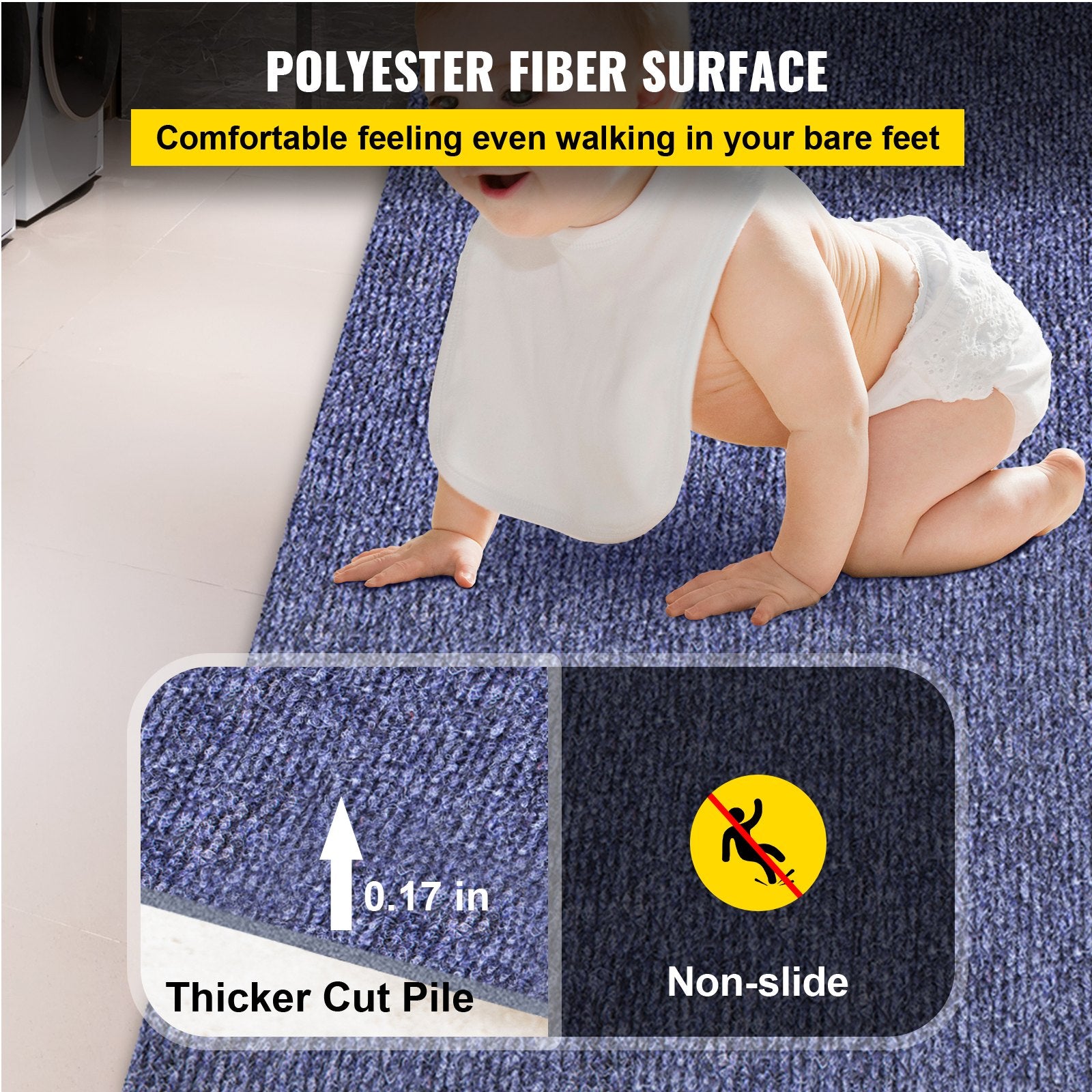 VEVOR Indoor Outdoor Rug Carpet Blue 6x18ft Area Rugs Runner for Patio Deck, 1.8*5.5m 3