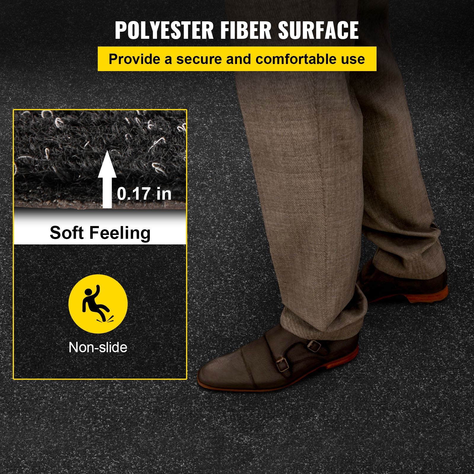 VEVOR Bass Boat Carpet Cutpile Marine Carpet 6 x 13 ft Charcoal Black In/Outdoor 3