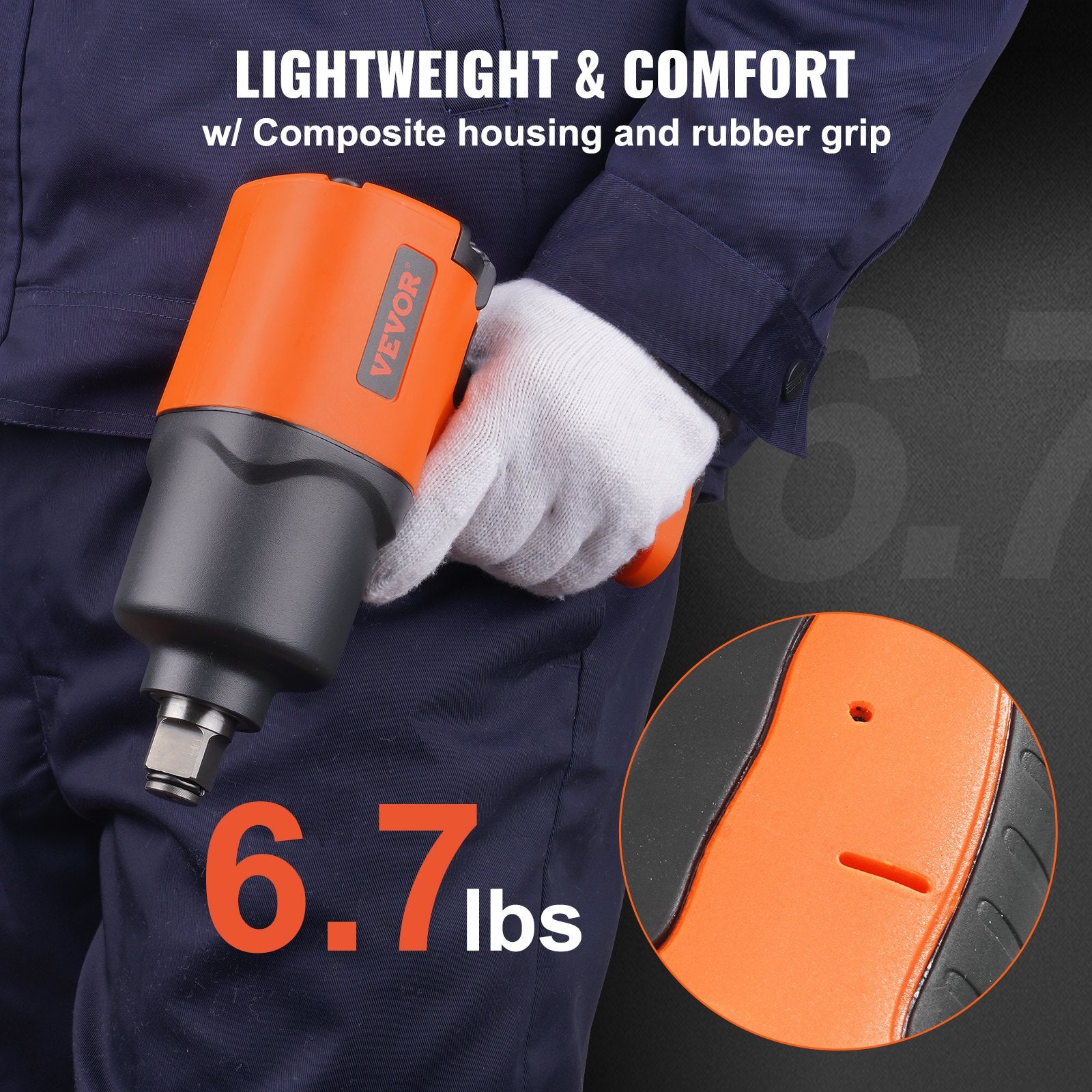 VEVOR Air Impact Wrench, 3/4-Inch Drive Air Impact Gun, Up to 1870ft-lbs Nut-busting Torque, Composite Pneumatic Impact Wrench for Auto_epairs_nd_aintenance Heavy Duty 3