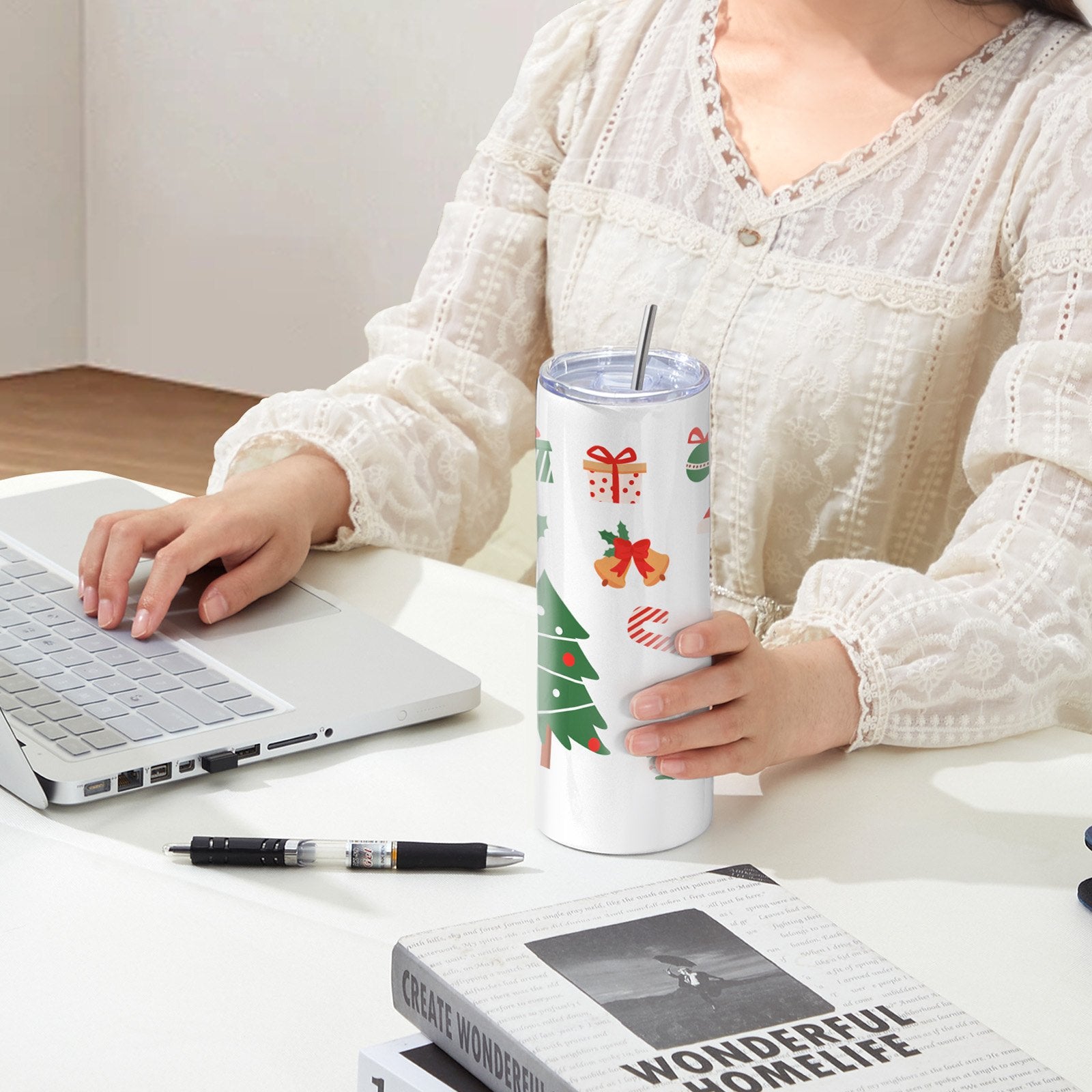 VEVOR 24 Pack Straight Sublimation Tumblers, 20 oz Blank Tumbler Bulk, Stainless Steel Double Wall Tumbler Cups with Straw, Lid, Brush, Base, Shrink Wrap, Gift Box, for Heat Press and Heat Transfer 8