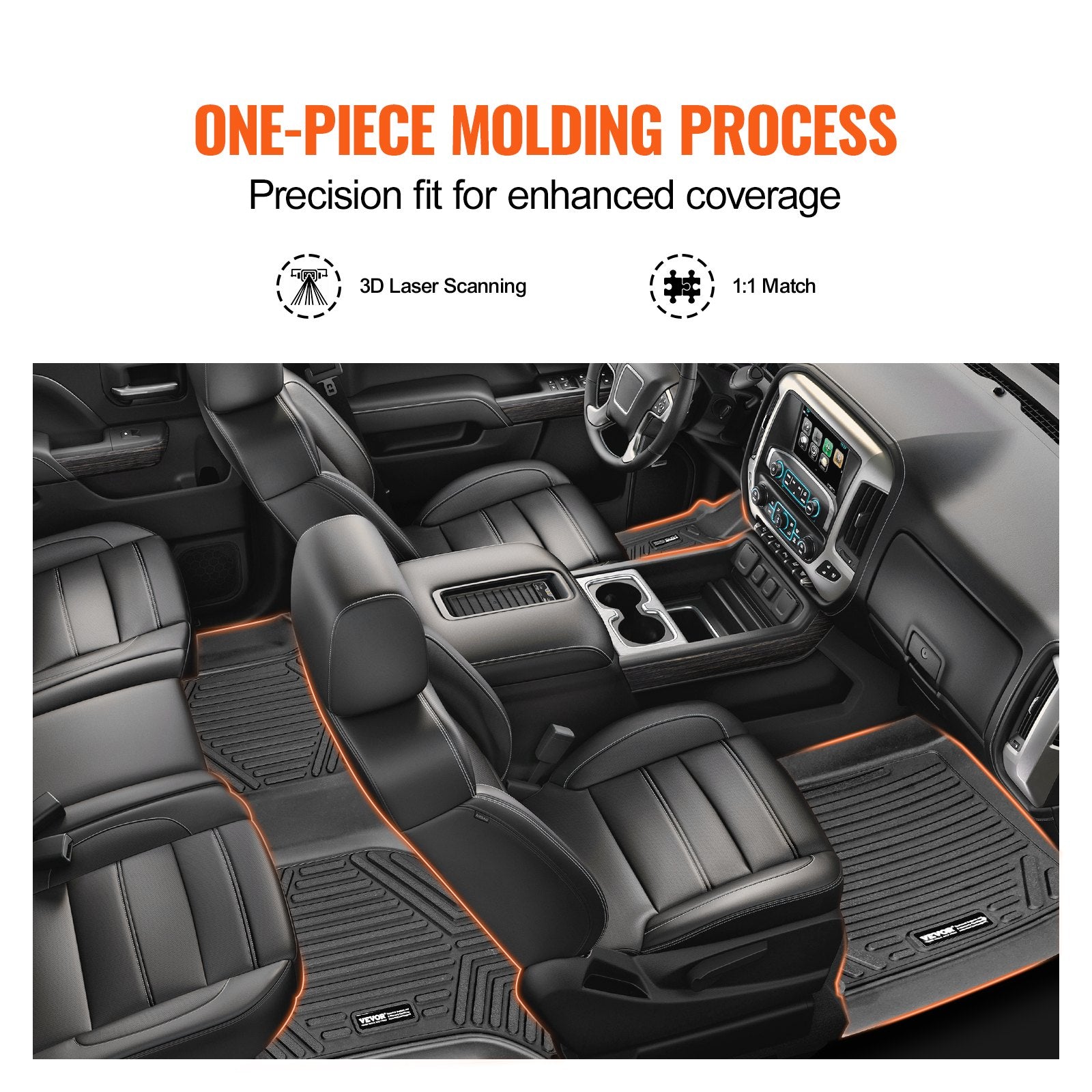 VEVOR Automotive Floor Mats Fits for Chevrolet Silverado/GMC Sierra 1500 3 pcs 3