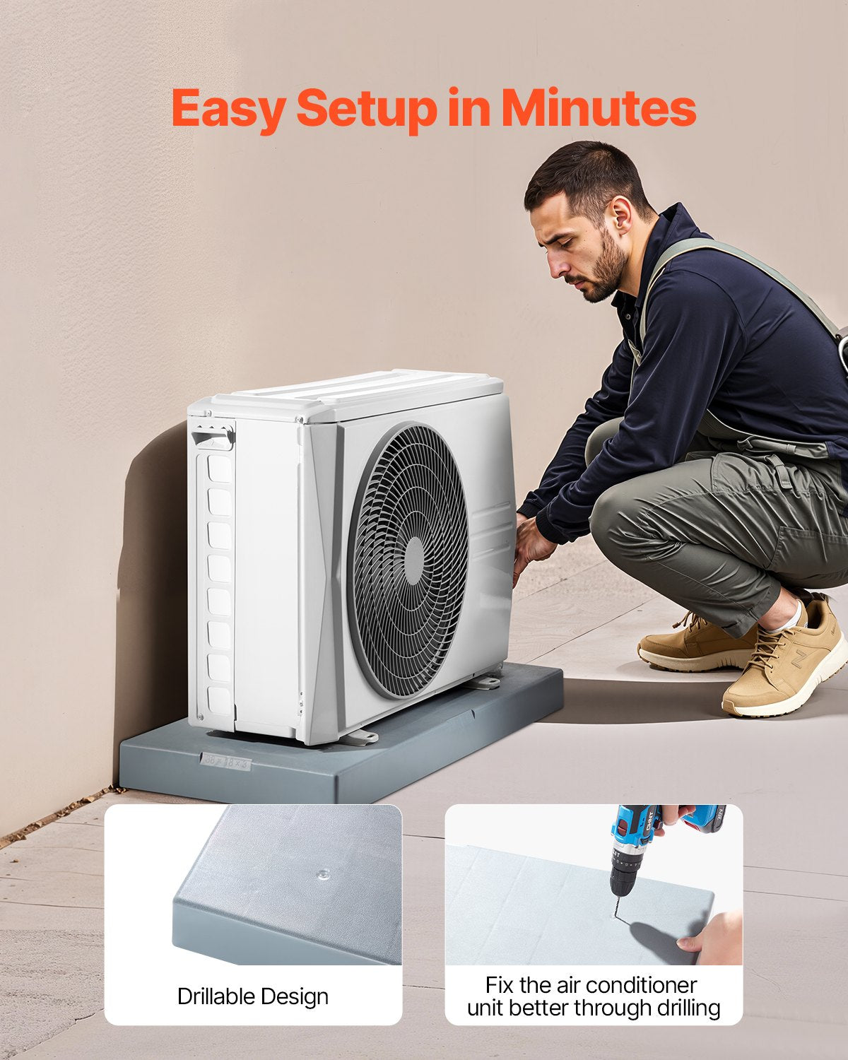 VEVOR Mini Split Pad for 9000-36000 BTU Anti Vibration Outdoor Pads 4