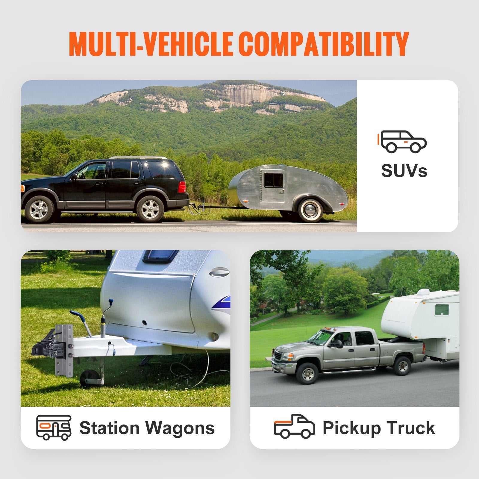 VEVOR Adjustable Trailer Coupler, 2-5/16" Hitch Ball, 15000 lbs Capacity, Heavy Duty Cast Channel-Mount Coupler with Hardware Kit, Ideal for Towing Station Wagons, Pickup Trucks, SUVs, Black Coating 6