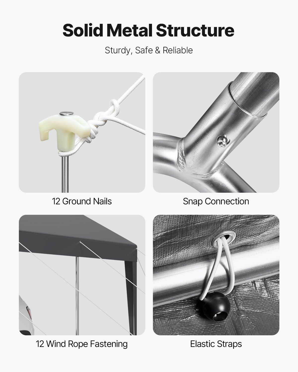 VEVOR Carport Car Canopy 10 x 20 FT Heavy Duty Portable Car Shelter Tent Grey 5