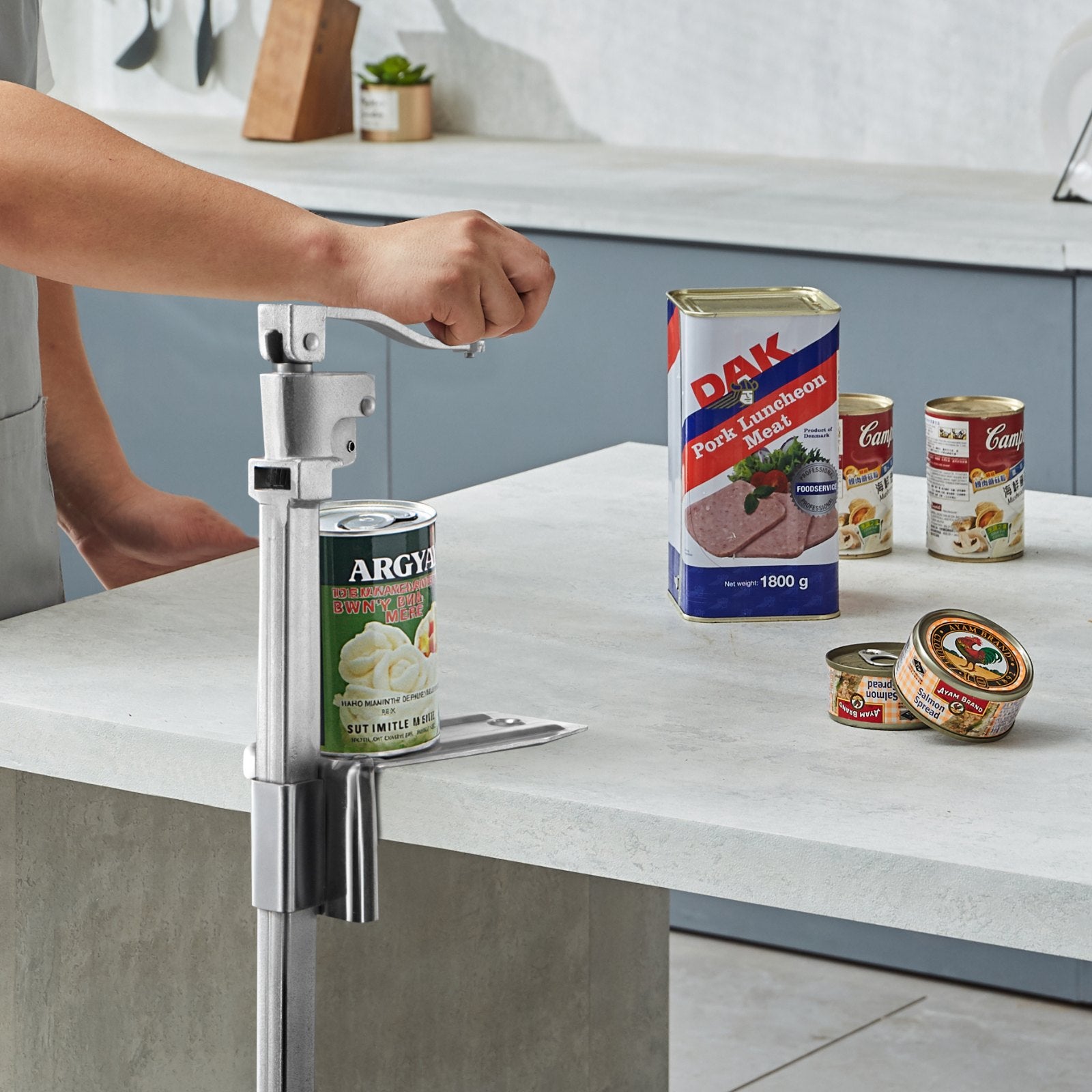 VEVOR Commercial Can Opener, Heavy-Duty Manual Tabletop Cans Opener for Cans Up to 300 mm Height, Height-Adjustable Professional Can Openers Fixed with Screws, for Restaurant, Hotel, and Food Store 8