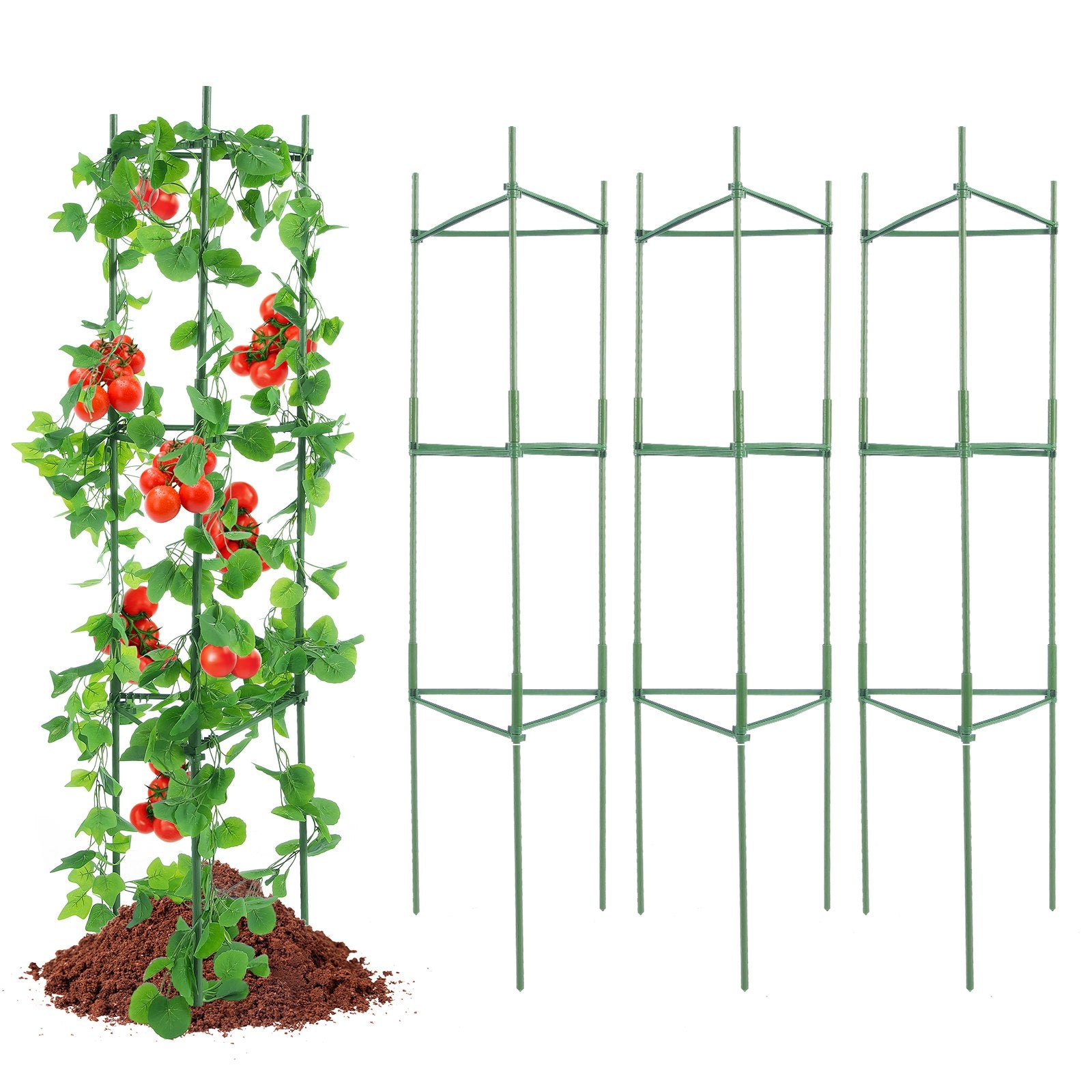 VEVOR 6 Packs Tomato Cages for Garden, 1230 mm Tomato Trellis Plant Stakes Support, Stackable Tall Plant Support Cage, for Raised Garden Bed, Vegetables Flowers and Climbing Plants 10
