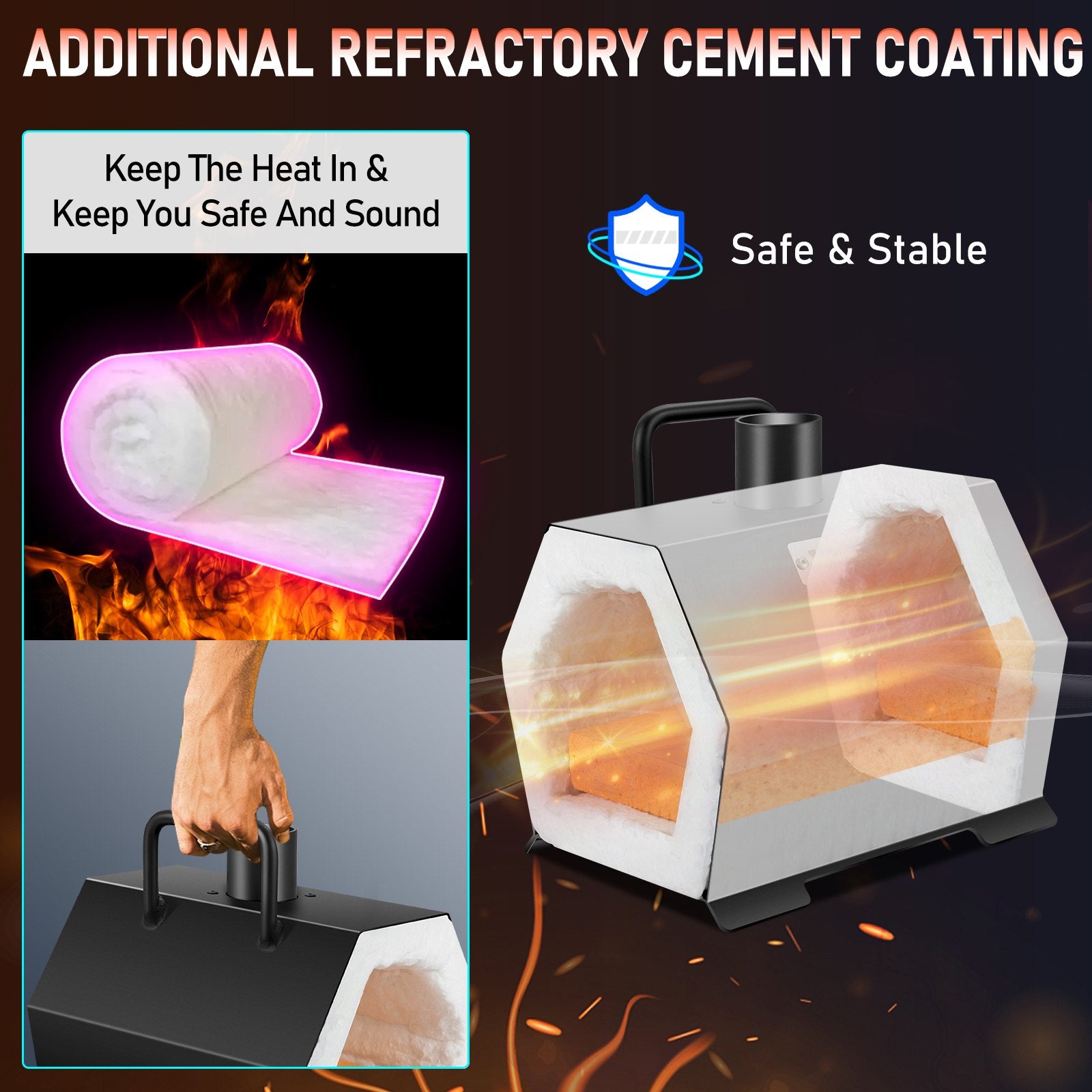 VEVOR Propane Forge Portable, Single Burner Tool and Knife Making, Large Capacity Blacksmith Farrier Forges, Mini Furnace Blacksmithing, Gas Forging Tools and Equipment, Complete Kit 6