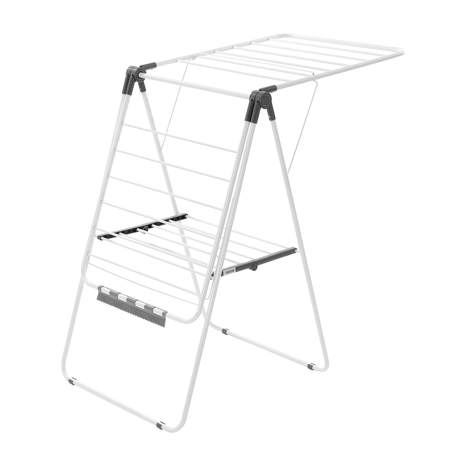 VEVOR 2-Tier Foldable Clothes Drying Rack with Sock Clips & 21 Drying Rods White 9