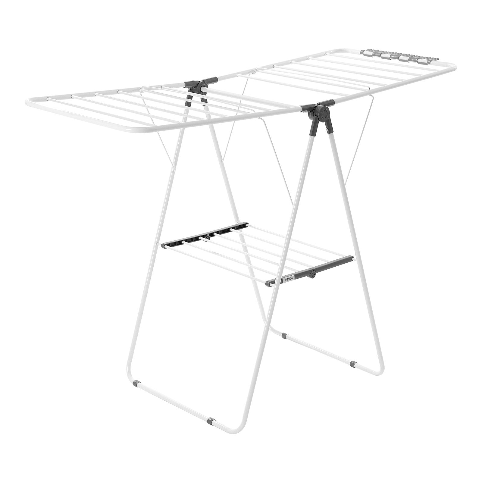 VEVOR 2-Tier Foldable Clothes Drying Rack with Sock Clips & 21 Drying Rods White 11