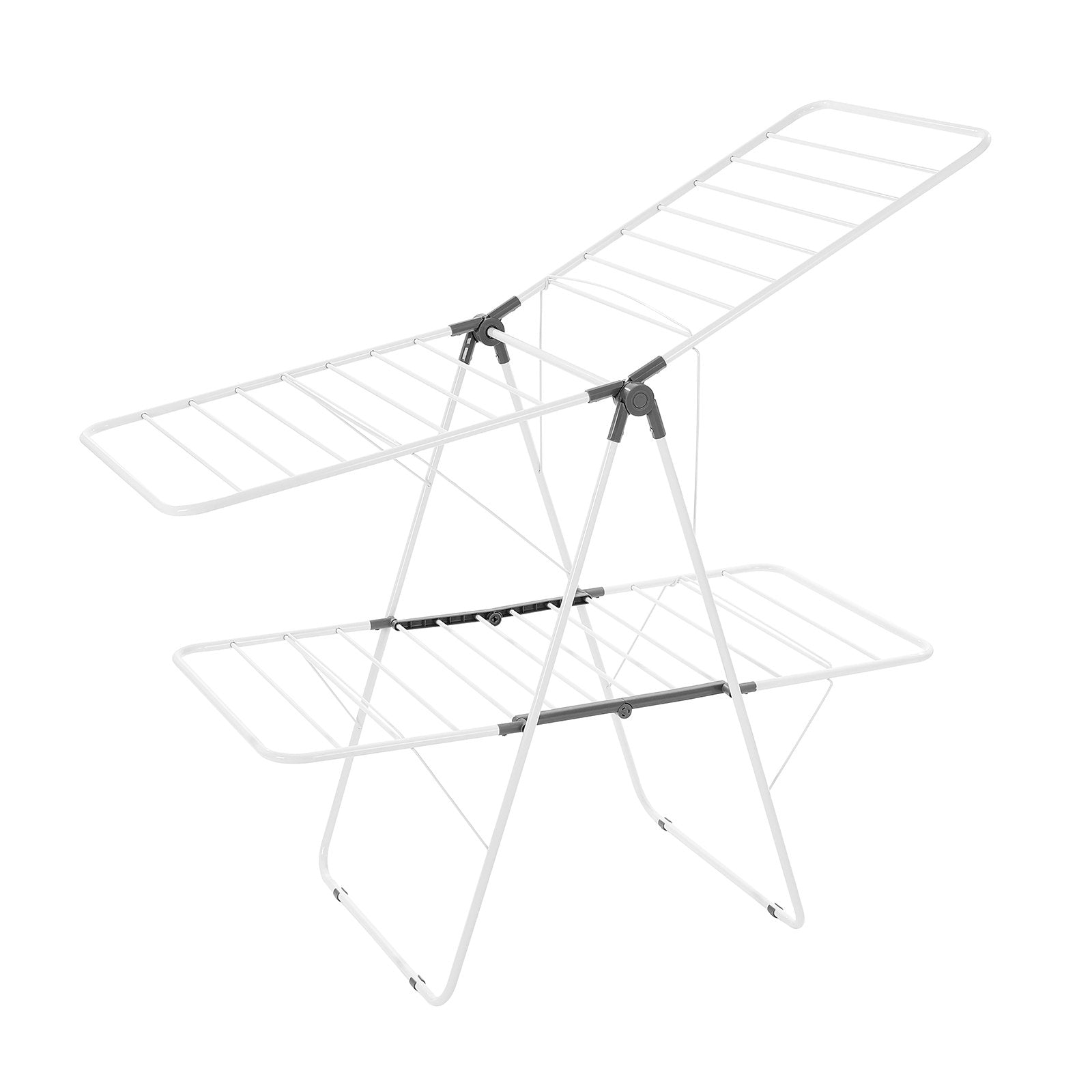 VEVOR 2-Tier Foldable Clothes Drying Rack with Sock Clips & 31 Drying Rods White