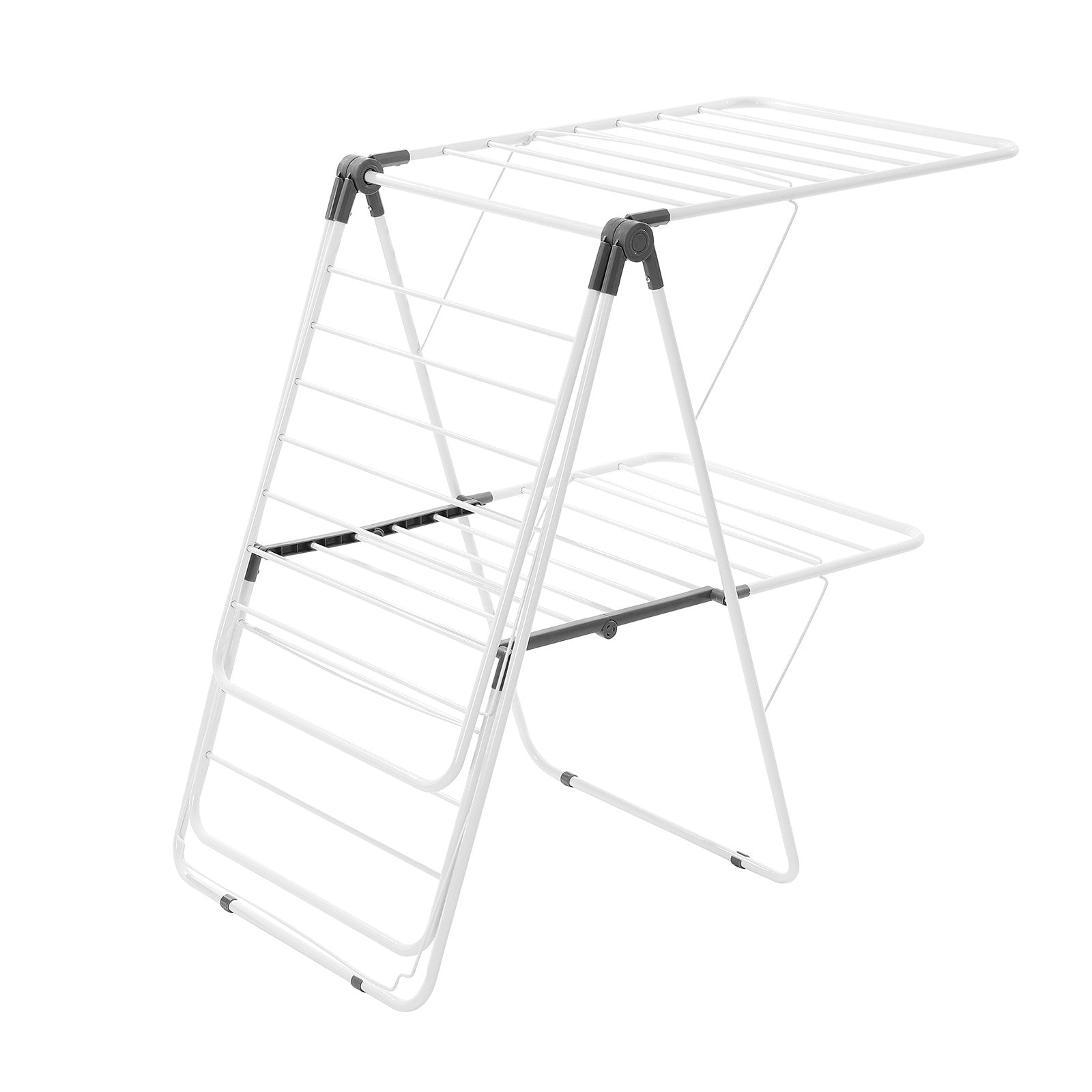 VEVOR 2-Tier Foldable Clothes Drying Rack with Sock Clips & 31 Drying Rods White 9