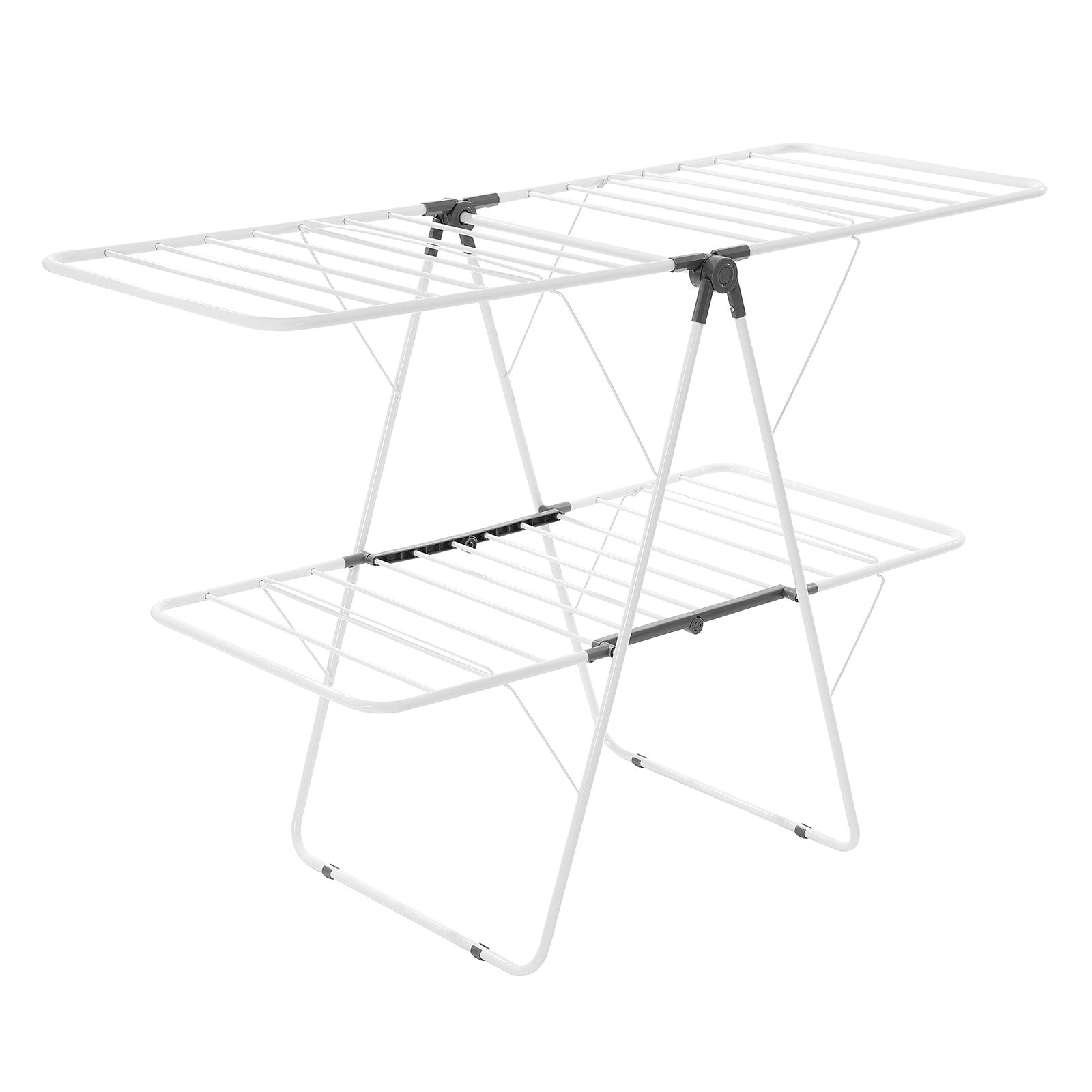 VEVOR 2-Tier Foldable Clothes Drying Rack with Sock Clips & 31 Drying Rods White 11