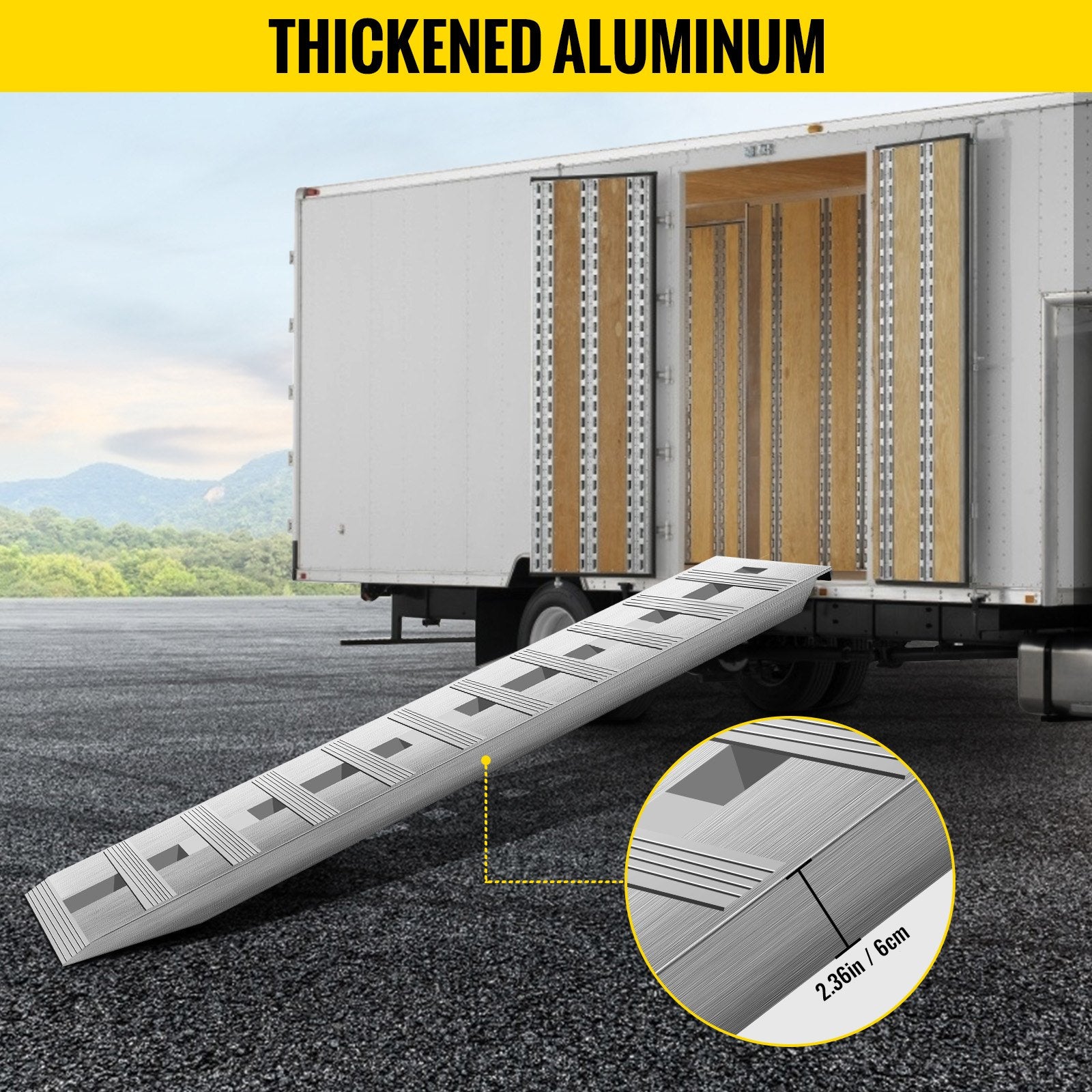 VEVOR 60' X 12' X 2.5'Aluminum Trailer Ramps 6000LBS Total Beavertail Hook End 1 Pair 2 Ramps 5