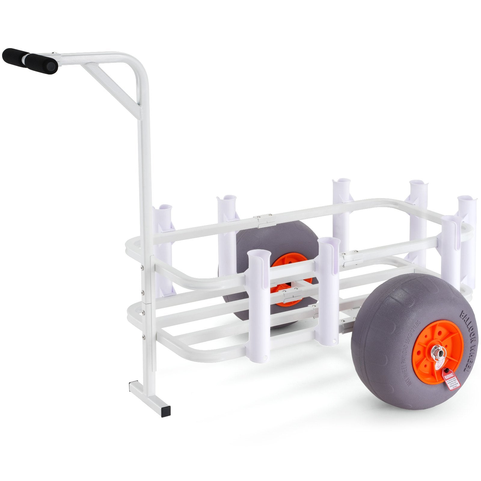 VEVOR Beach Fishing Cart, 136 kg Load Capacity, Fish and Marine Cart with Two 330 mm Big Wheels PU Balloon Tires for Sand, Heavy-Duty Aluminum Pier Wagon Trolley with 8 Rod Holders for Fishing, Picnic 10