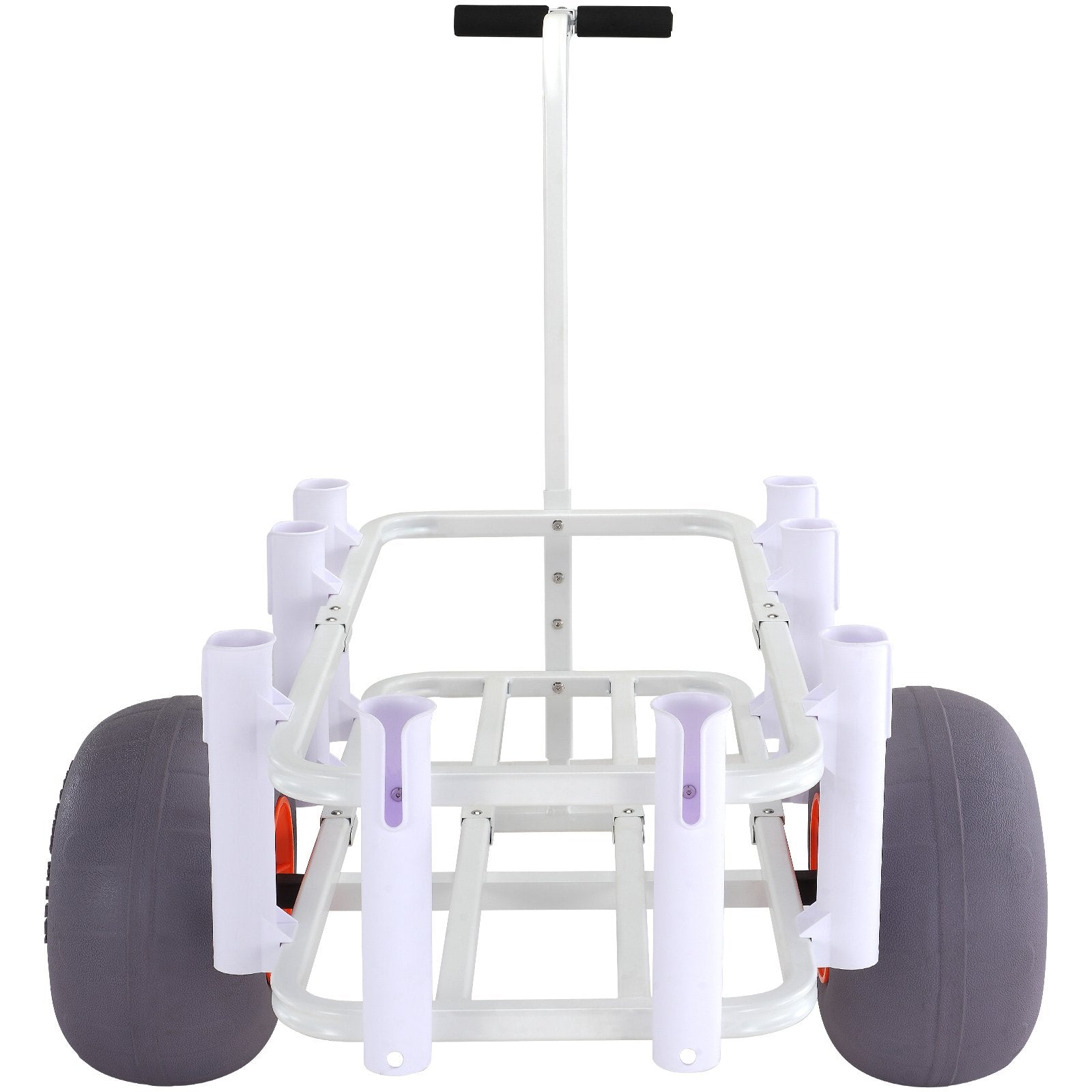 VEVOR Beach Fishing Cart, 136 kg Load Capacity, Fish and Marine Cart with Two 330 mm Big Wheels PU Balloon Tires for Sand, Heavy-Duty Aluminum Pier Wagon Trolley with 8 Rod Holders for Fishing, Picnic 11
