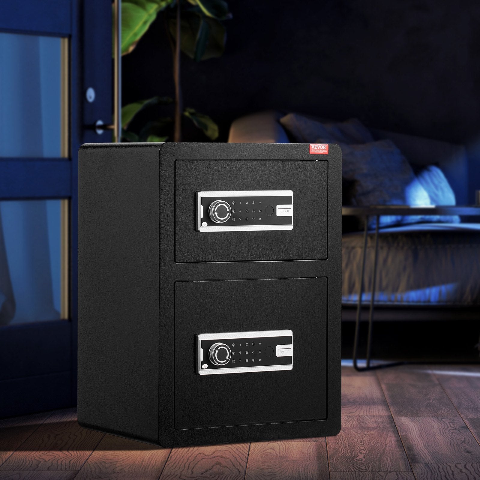 VEVOR Double Door 3.5 cu.ft Safe Box with Key Lock Password Fireproof Bag Black 8