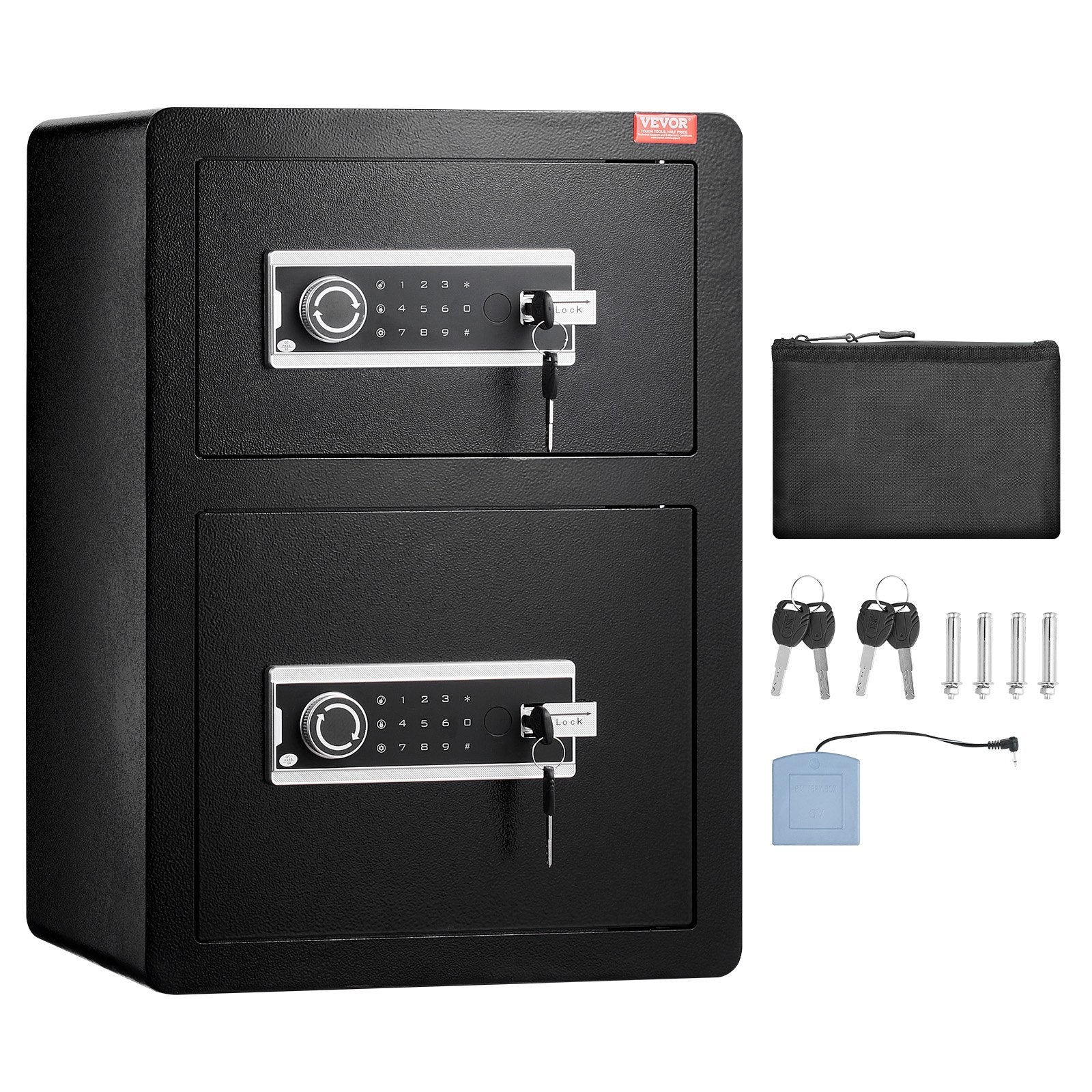 VEVOR Double Door 3.5 cu.ft Safe Box with Key Lock Password Fireproof Bag Black 9