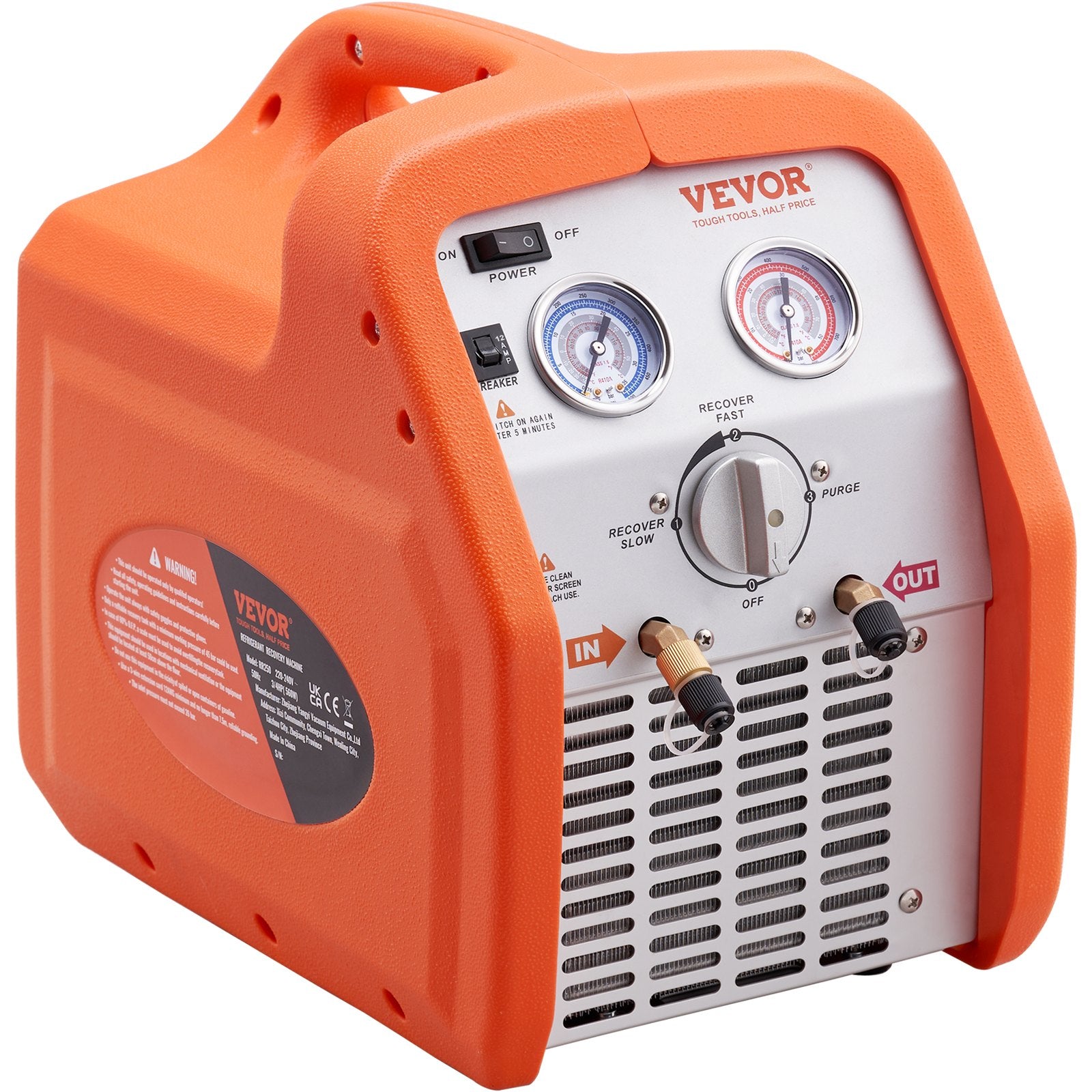 VEVOR Portable 3/4 HP Refrigerant Recovery Machine for Vapor Liquid Refrigerant 10
