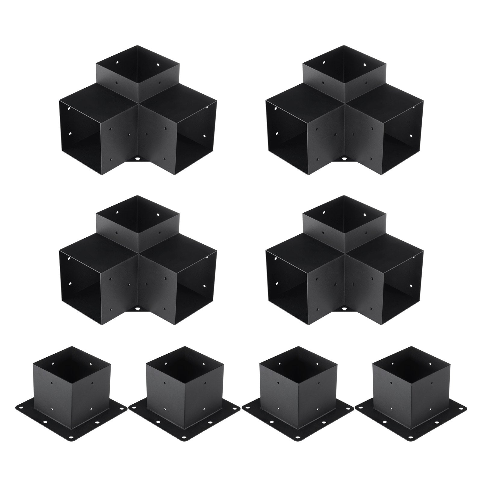 VEVOR Pergola Bracket Kit 152.4 x 152.4 mm, 8pcs 3-Way Heavy Duty Corner Bracket Woodworks DIY Post Base, Easy Installation Wooden Beams for Gazebos, Patio Pergolas, Log Cabin Outdoor Pergola Hardware