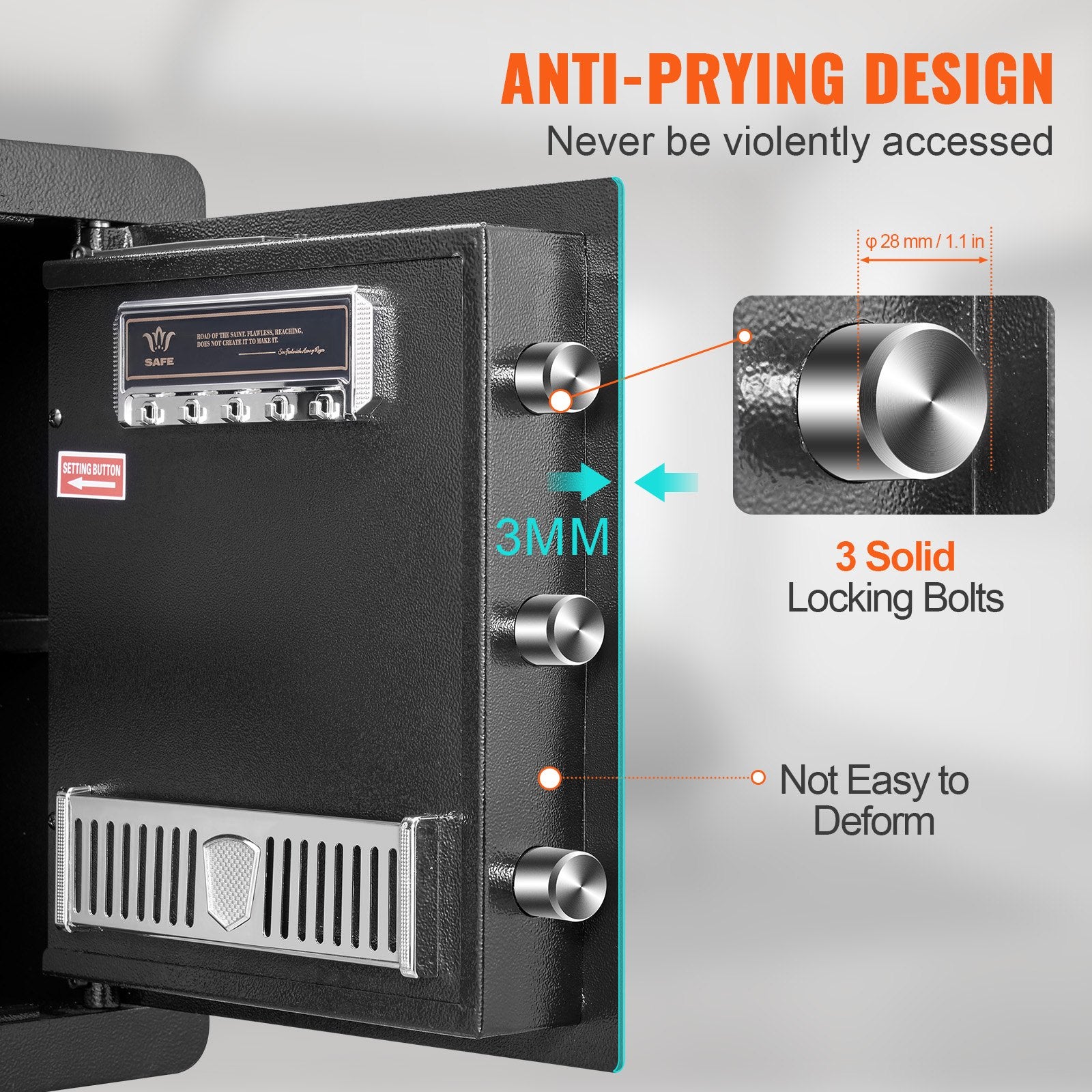 VEVOR Safe 1.8 Cubic Feet Home Safe Steel for Cash Gold 15.75x13x16.9 inch 4