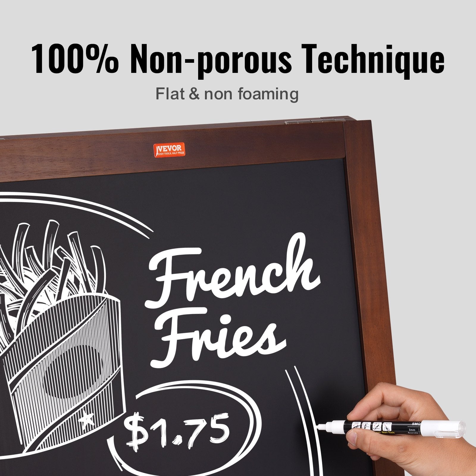 VEOVR A Frame Chalkboard Sign, 50x102 cm Double-Sided Sidewalk Signs, Freestanding Vintage Wooden Chalk Board with Chalks & Magnetic Eraser, Rustic Brown Outdoor Sandwich Board Kitchen Home Wedding 3