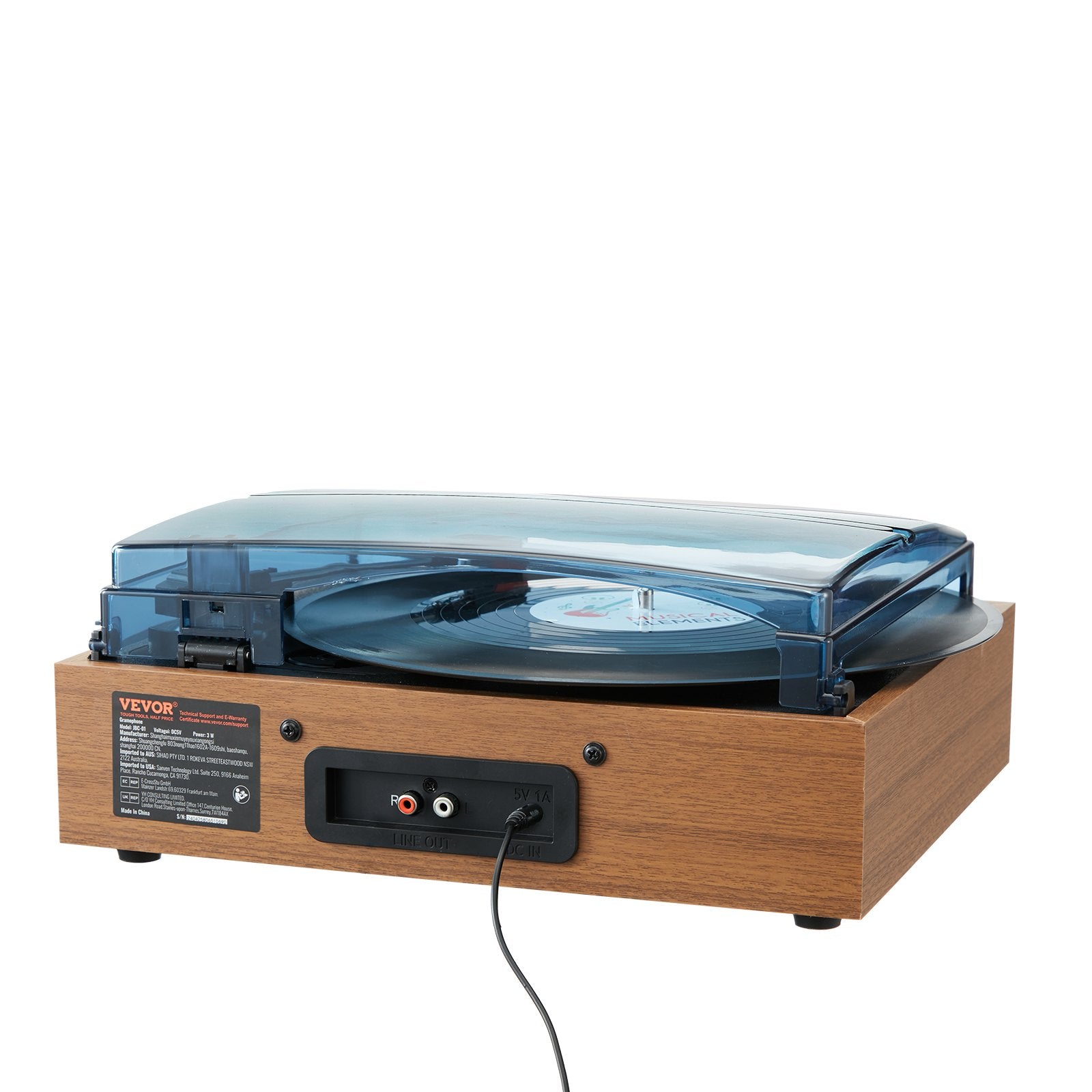 VEVOR Bluetooth Vinyl Record Player 3-Speed Belt Driven Turntable 3W Speakers 10