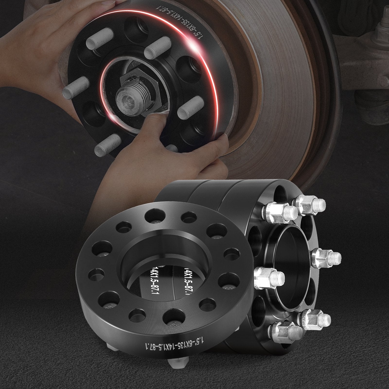 VEVOR 1.5" 6"x5.3" Wheel Spacers Wheel Adapters 6 Lug Forged Spacer 4 PCS Black 6