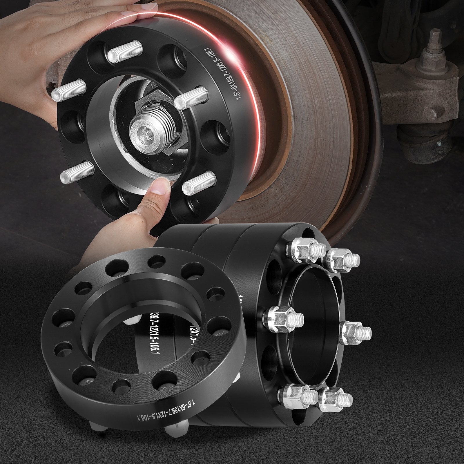 VEVOR 1.5" 6"x5.5" Wheel Spacers Wheel Adapters 6 Lug Forged Spacer 4 PCS Black 8