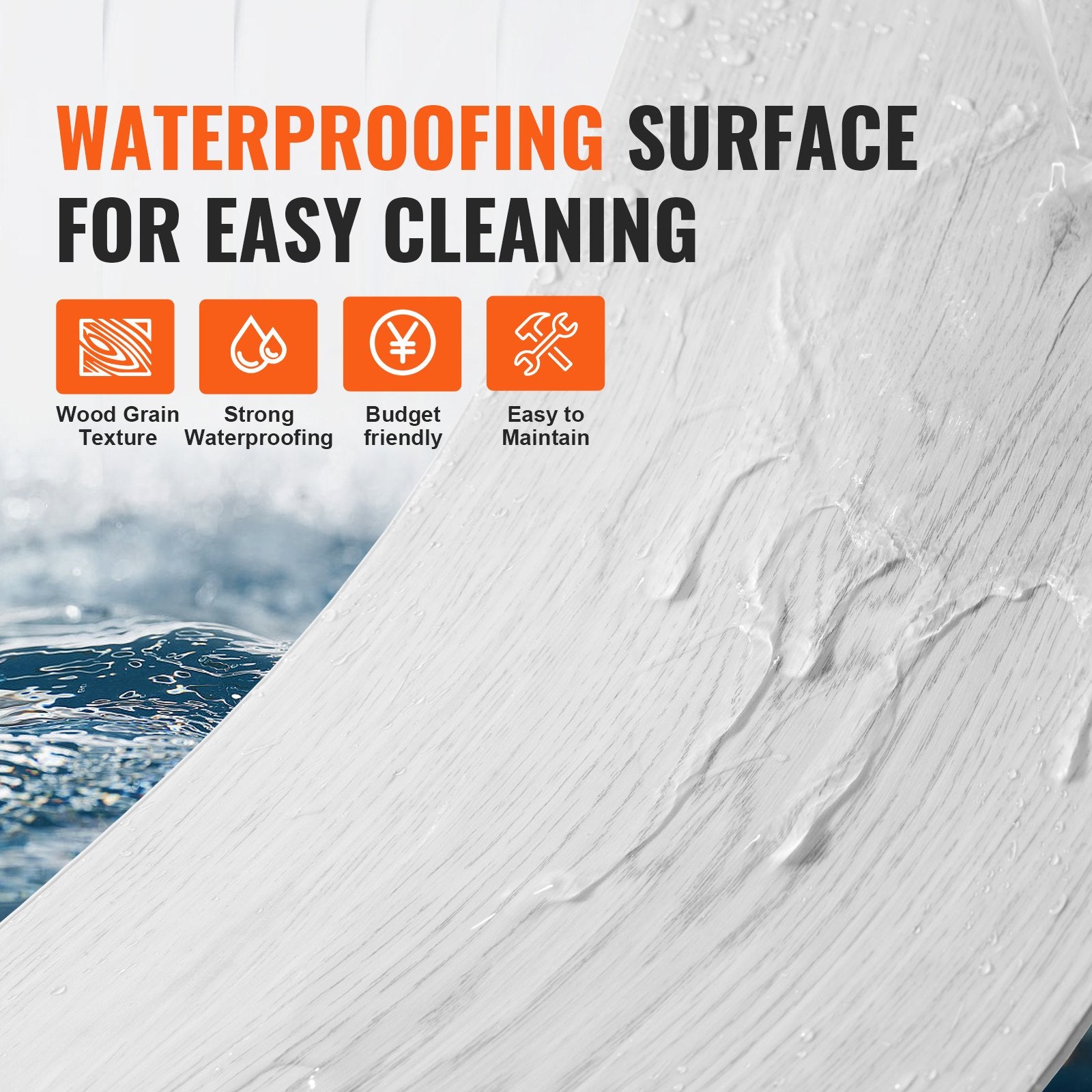 VEVOR Interlocking Vinyl Floor Tiles 48 x 7.3 inch, 10 Tiles 5.5mm Thick Snap Together, Light Gray Wood Grain DIY Flooring for Kitchen, Dining Room, Bedrooms & Bathrooms, Easy for Home Decor 4