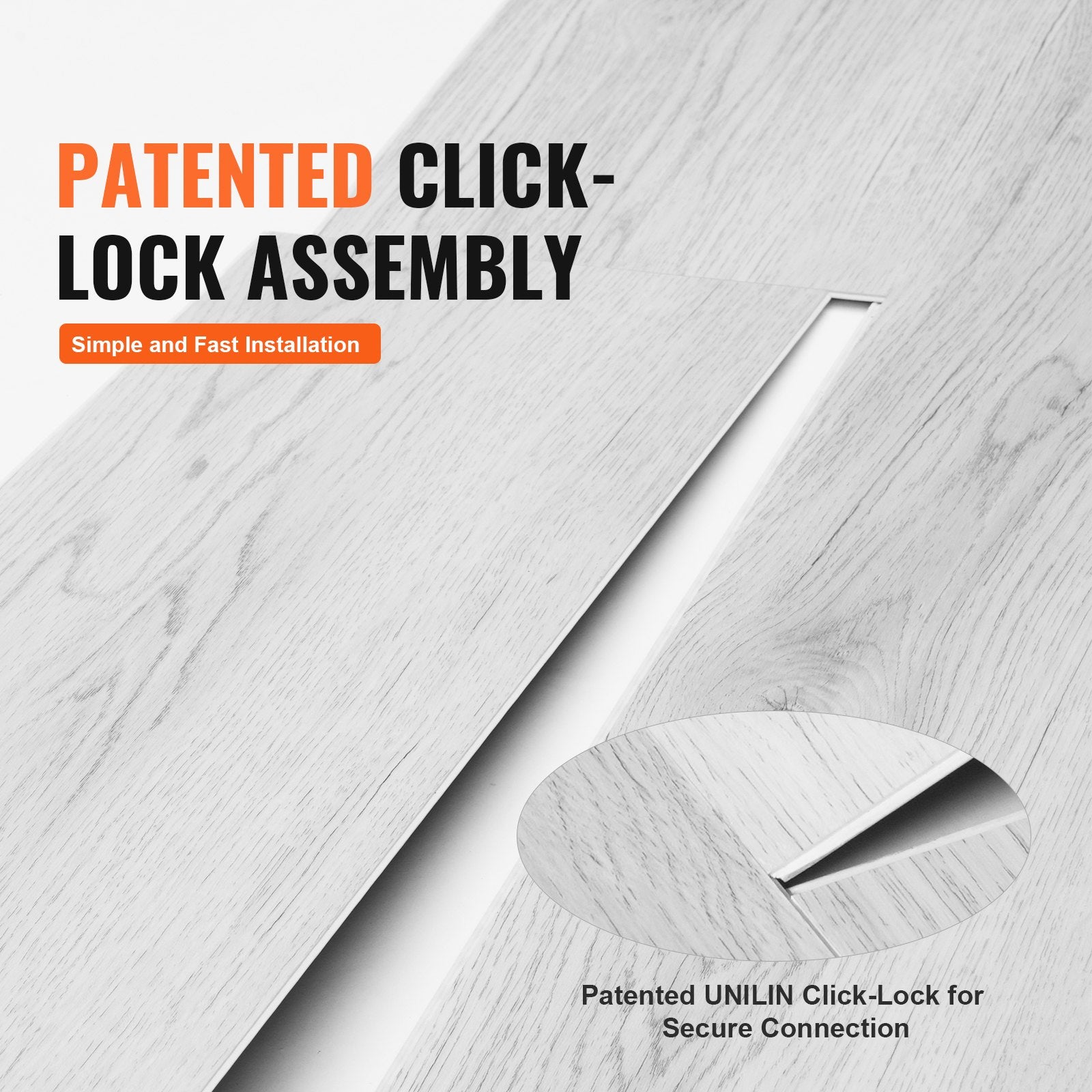 VEVOR Interlocking Vinyl Floor Tiles 48 x 7.3 inch, 10 Tiles 5.5mm Thick Snap Together, Light Gray Wood Grain DIY Flooring for Kitchen, Dining Room, Bedrooms & Bathrooms, Easy for Home Decor 5