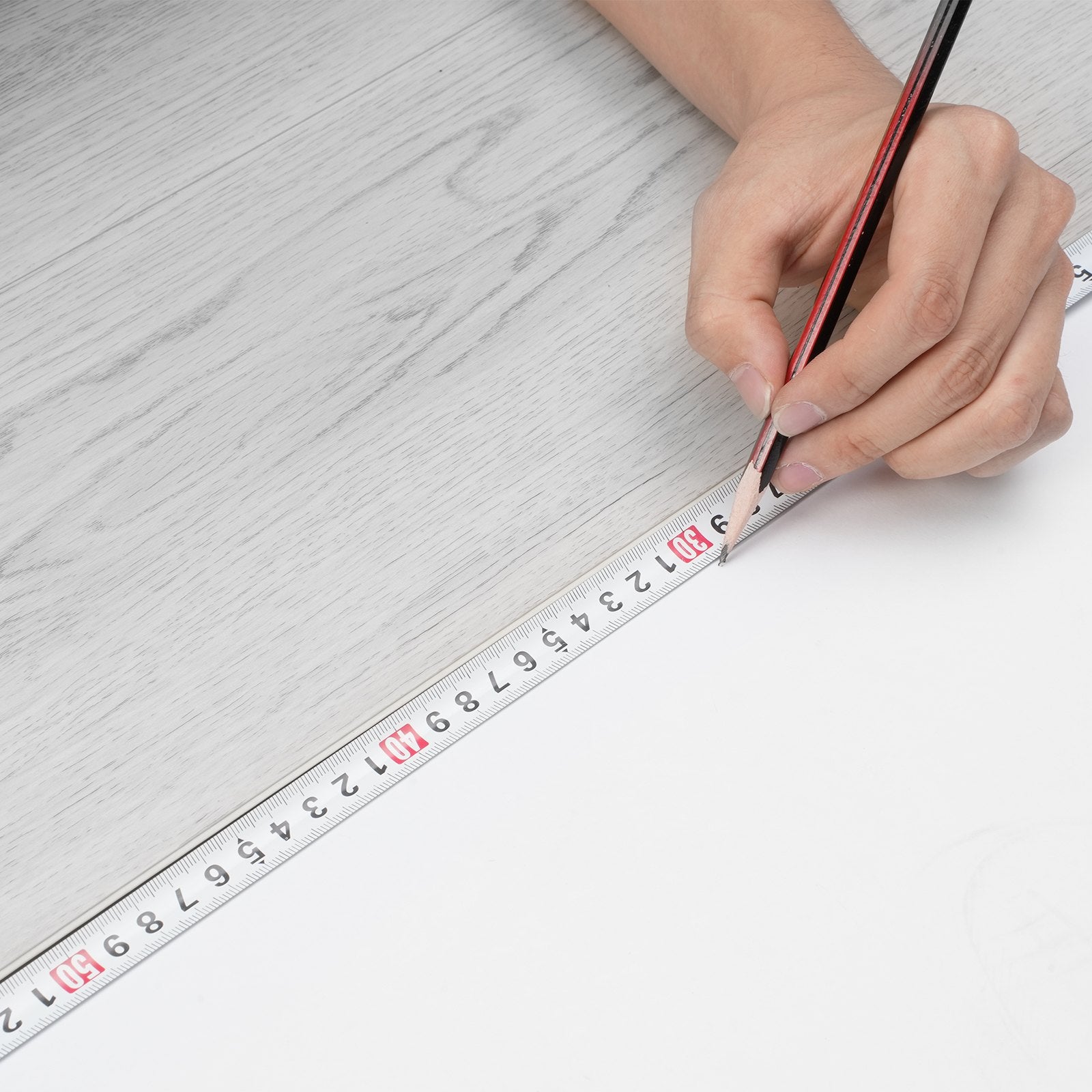 VEVOR Interlocking Vinyl Floor Tiles 48 x 7.3 inch, 10 Tiles 5.5mm Thick Snap Together, Light Gray Wood Grain DIY Flooring for Kitchen, Dining Room, Bedrooms & Bathrooms, Easy for Home Decor 10